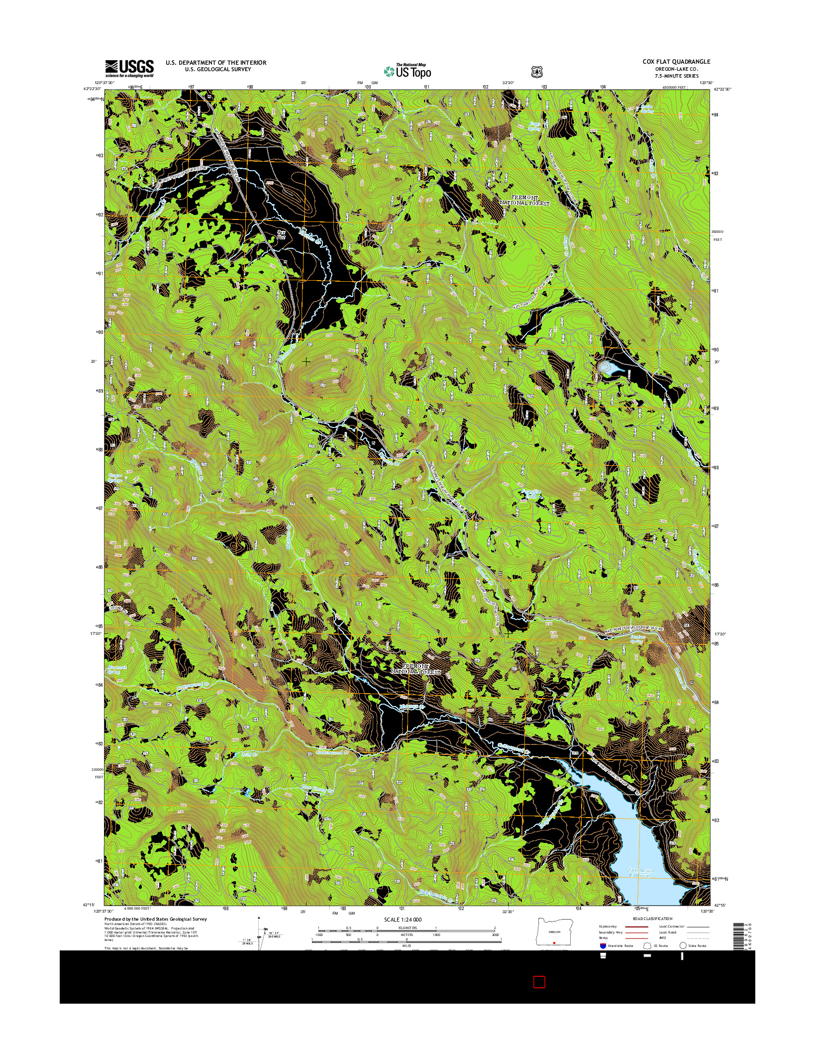 USGS US TOPO 7.5-MINUTE MAP FOR COX FLAT, OR 2014