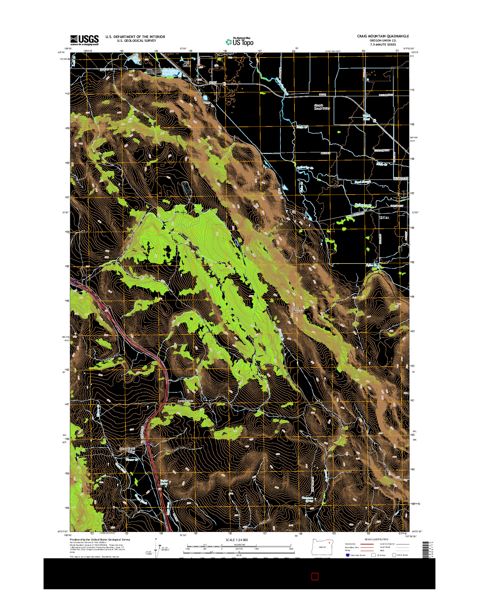 USGS US TOPO 7.5-MINUTE MAP FOR CRAIG MOUNTAIN, OR 2014