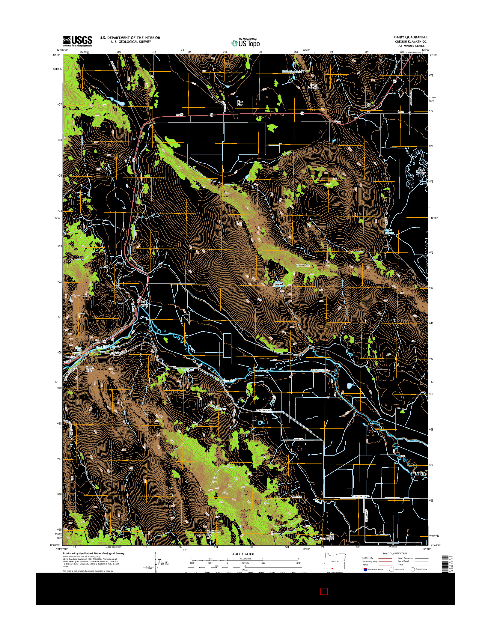 USGS US TOPO 7.5-MINUTE MAP FOR DAIRY, OR 2014