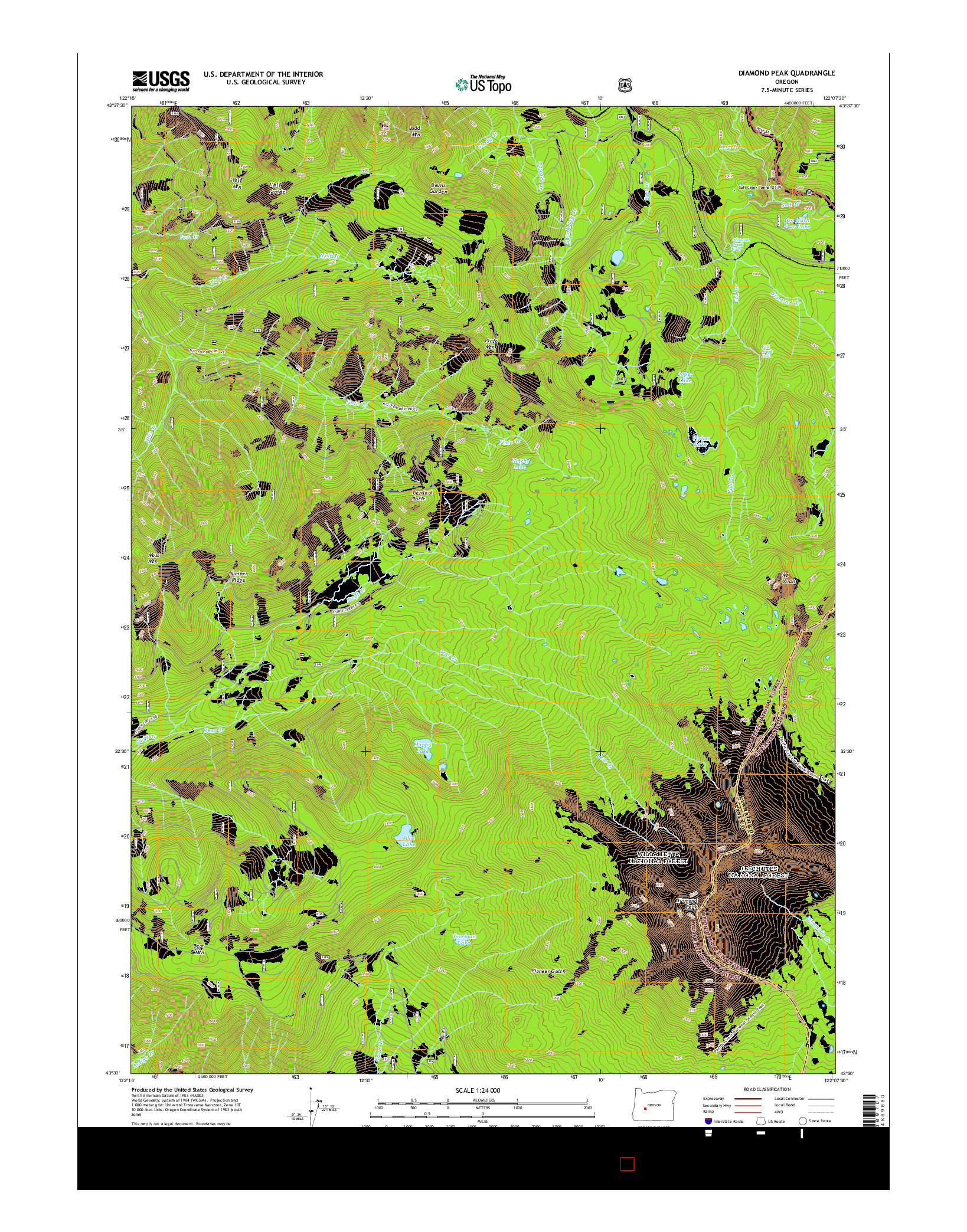 USGS US TOPO 7.5-MINUTE MAP FOR DIAMOND PEAK, OR 2014