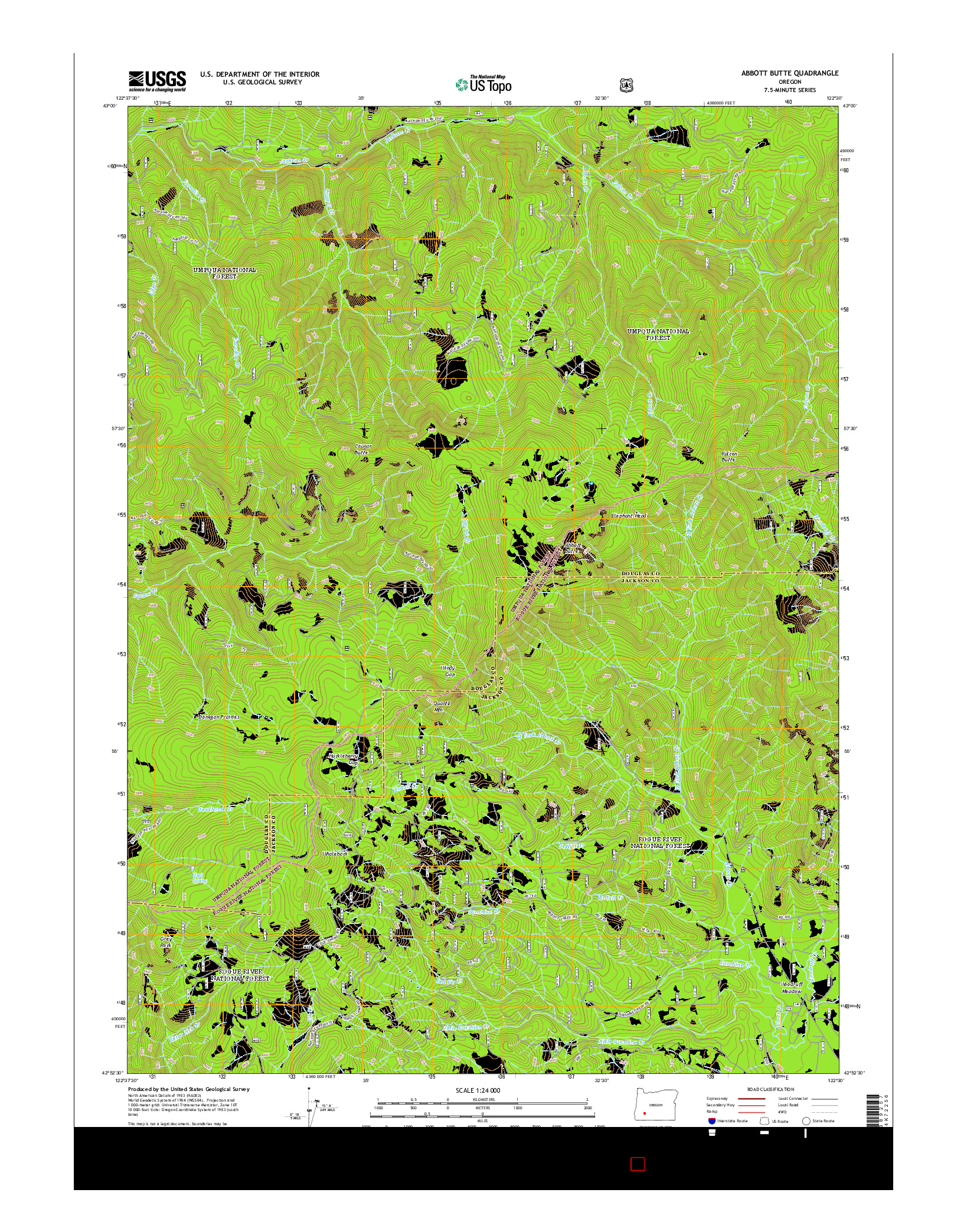 USGS US TOPO 7.5-MINUTE MAP FOR ABBOTT BUTTE, OR 2014