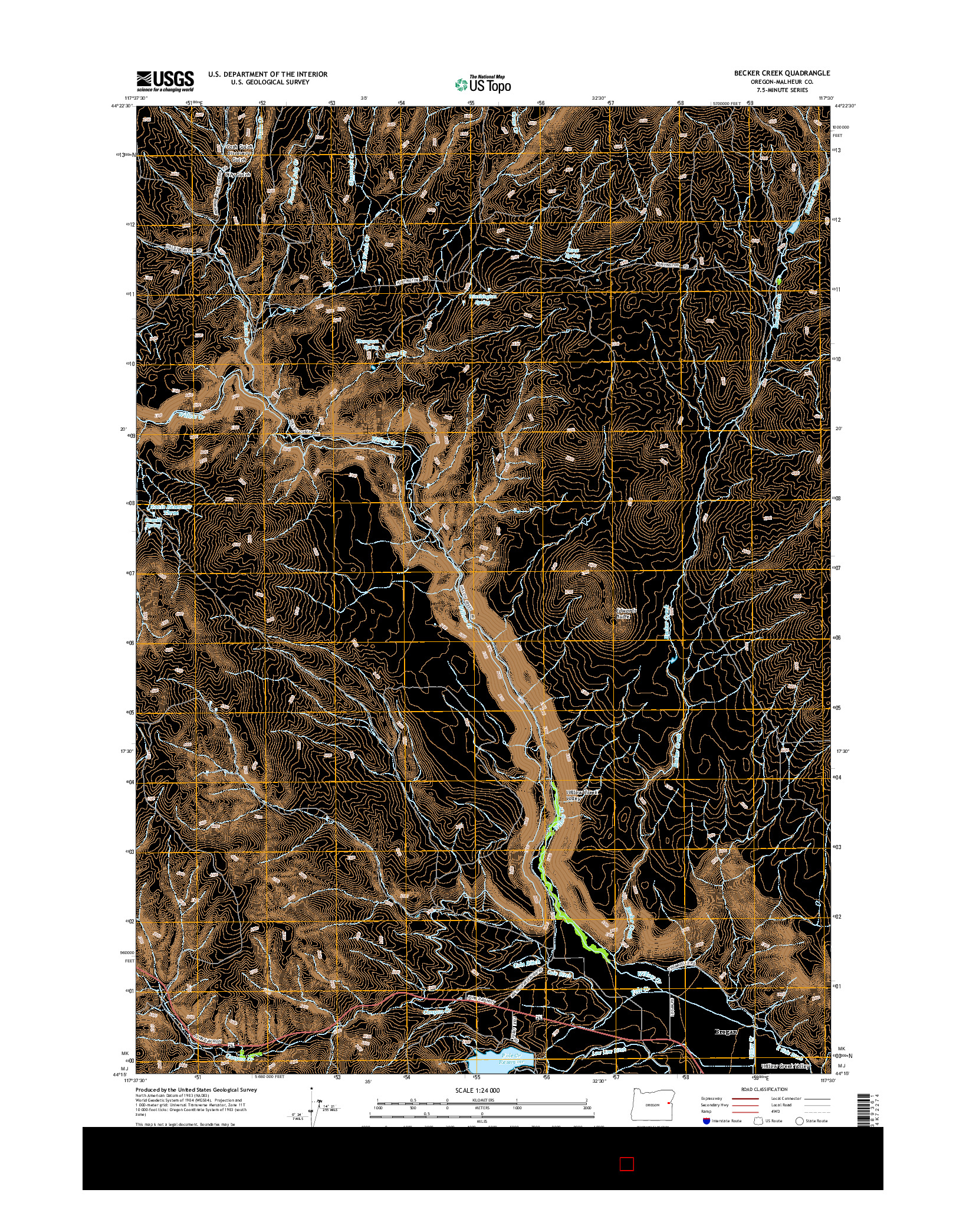 USGS US TOPO 7.5-MINUTE MAP FOR BECKER CREEK, OR 2014