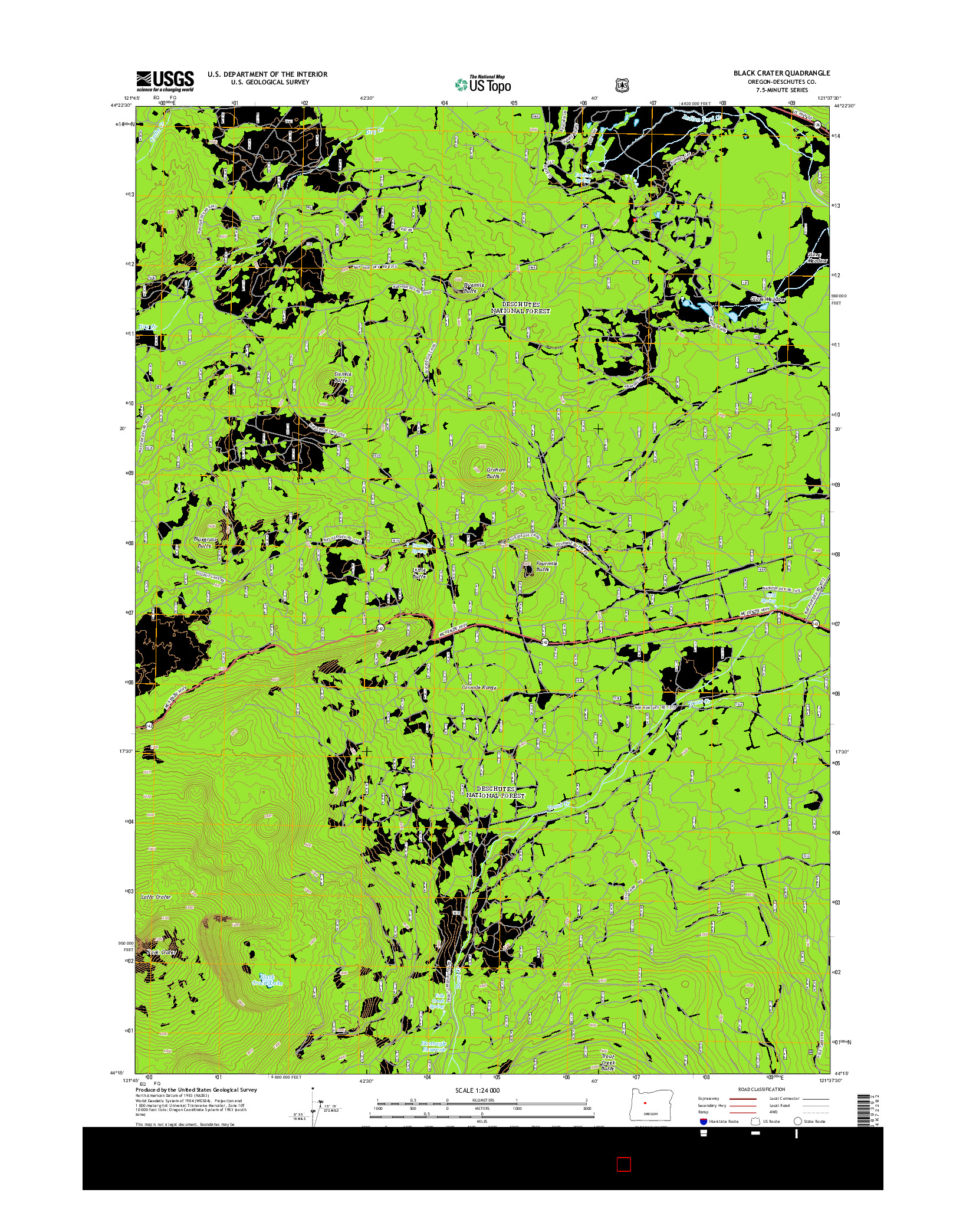 USGS US TOPO 7.5-MINUTE MAP FOR BLACK CRATER, OR 2014