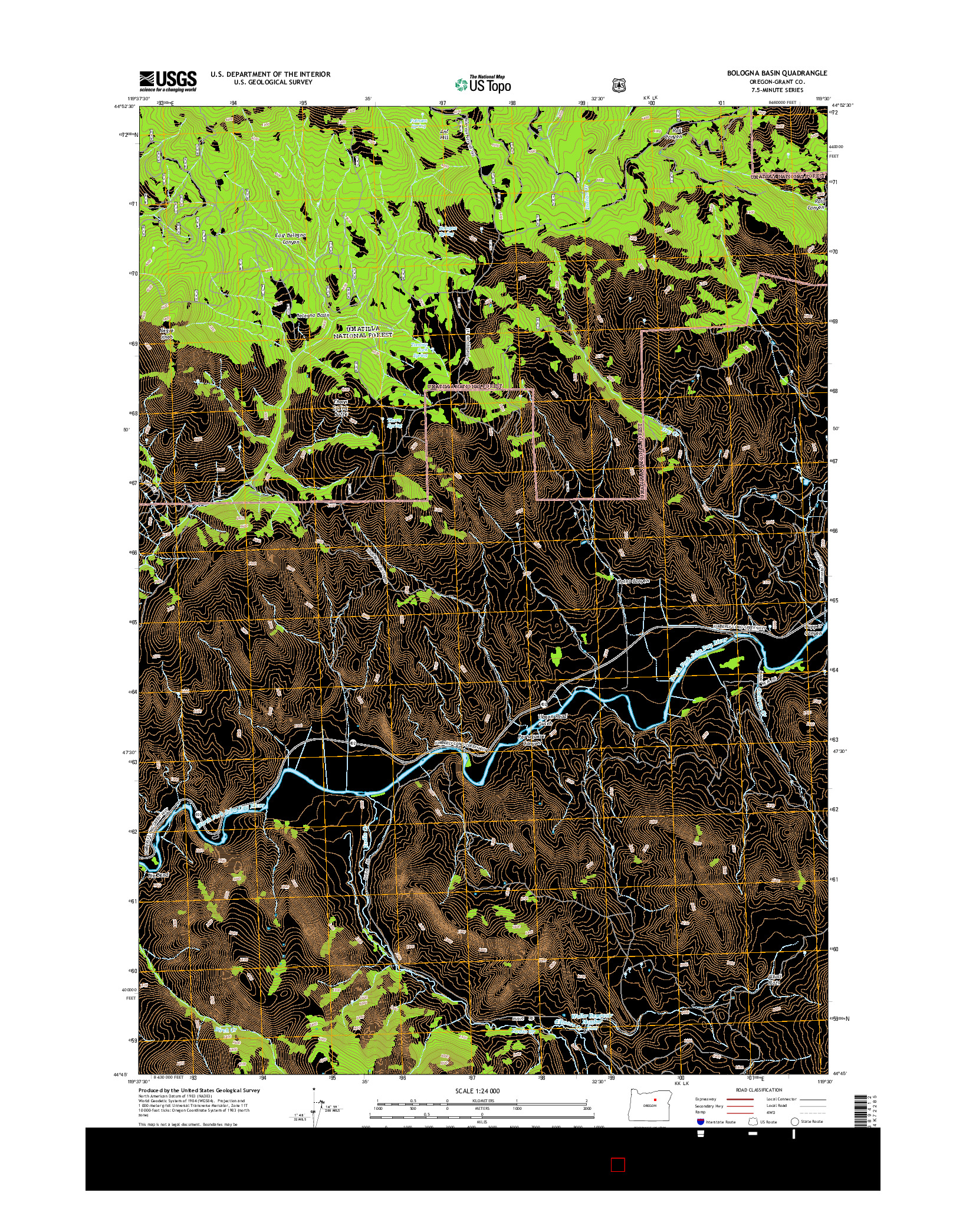 USGS US TOPO 7.5-MINUTE MAP FOR BOLOGNA BASIN, OR 2014