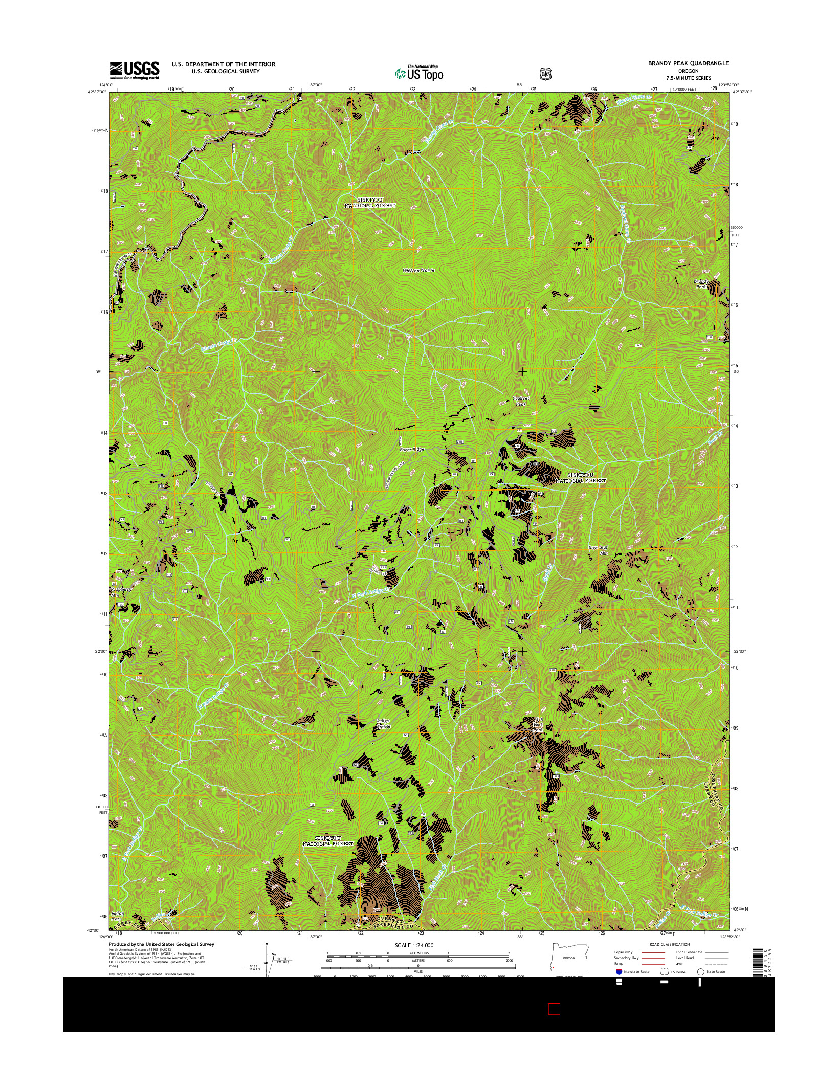 USGS US TOPO 7.5-MINUTE MAP FOR BRANDY PEAK, OR 2014