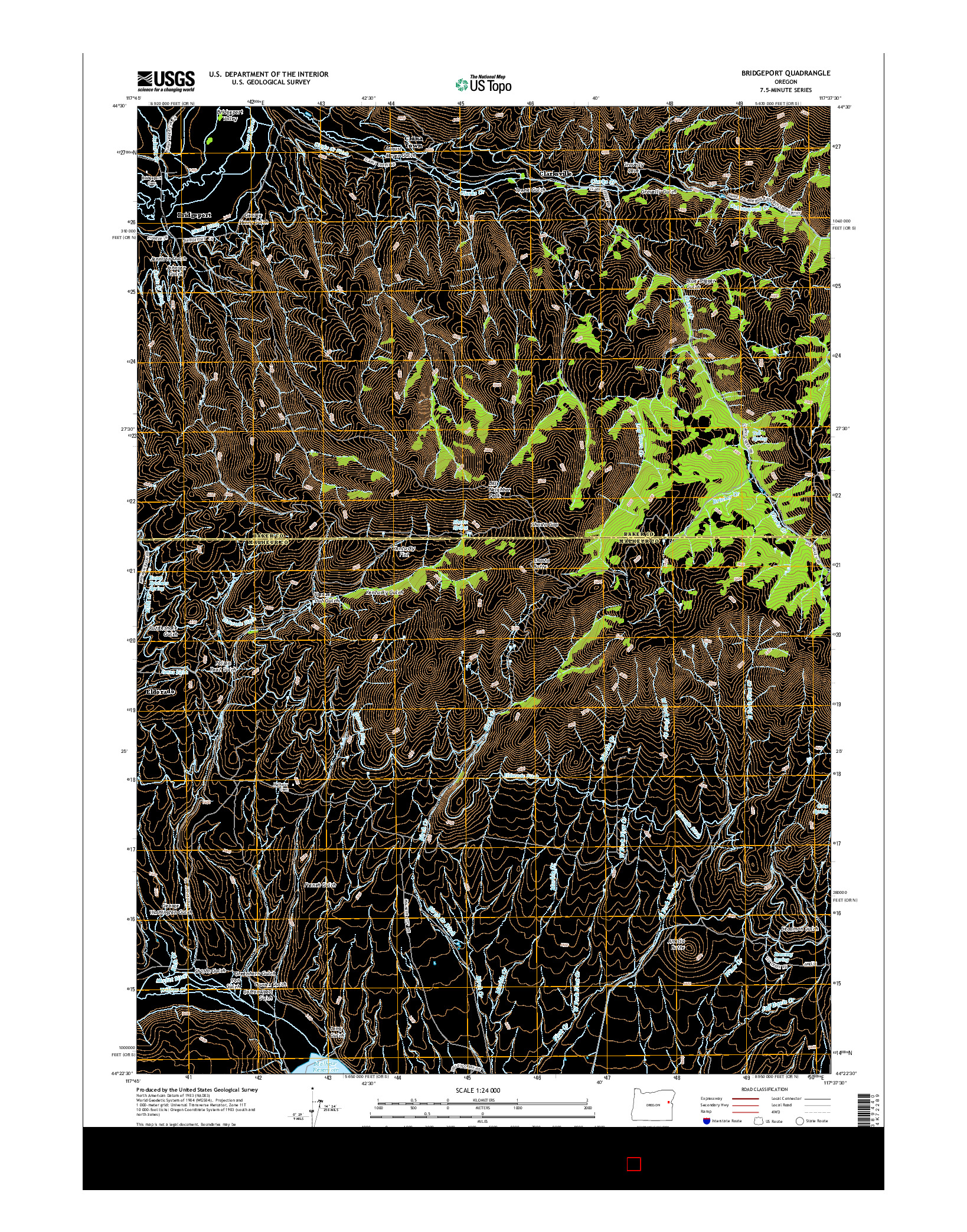 USGS US TOPO 7.5-MINUTE MAP FOR BRIDGEPORT, OR 2014