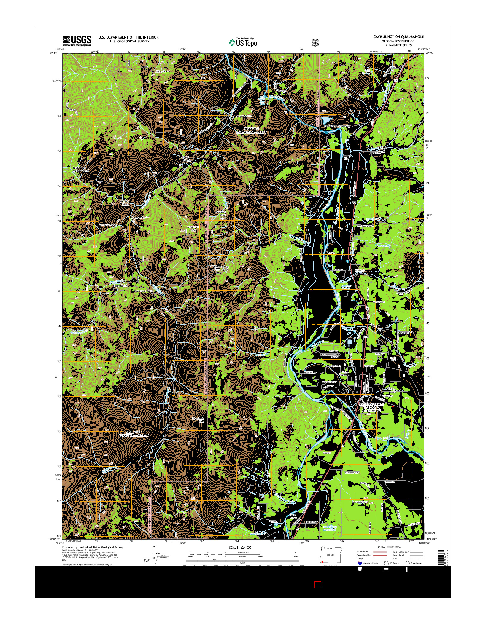 USGS US TOPO 7.5-MINUTE MAP FOR CAVE JUNCTION, OR 2014