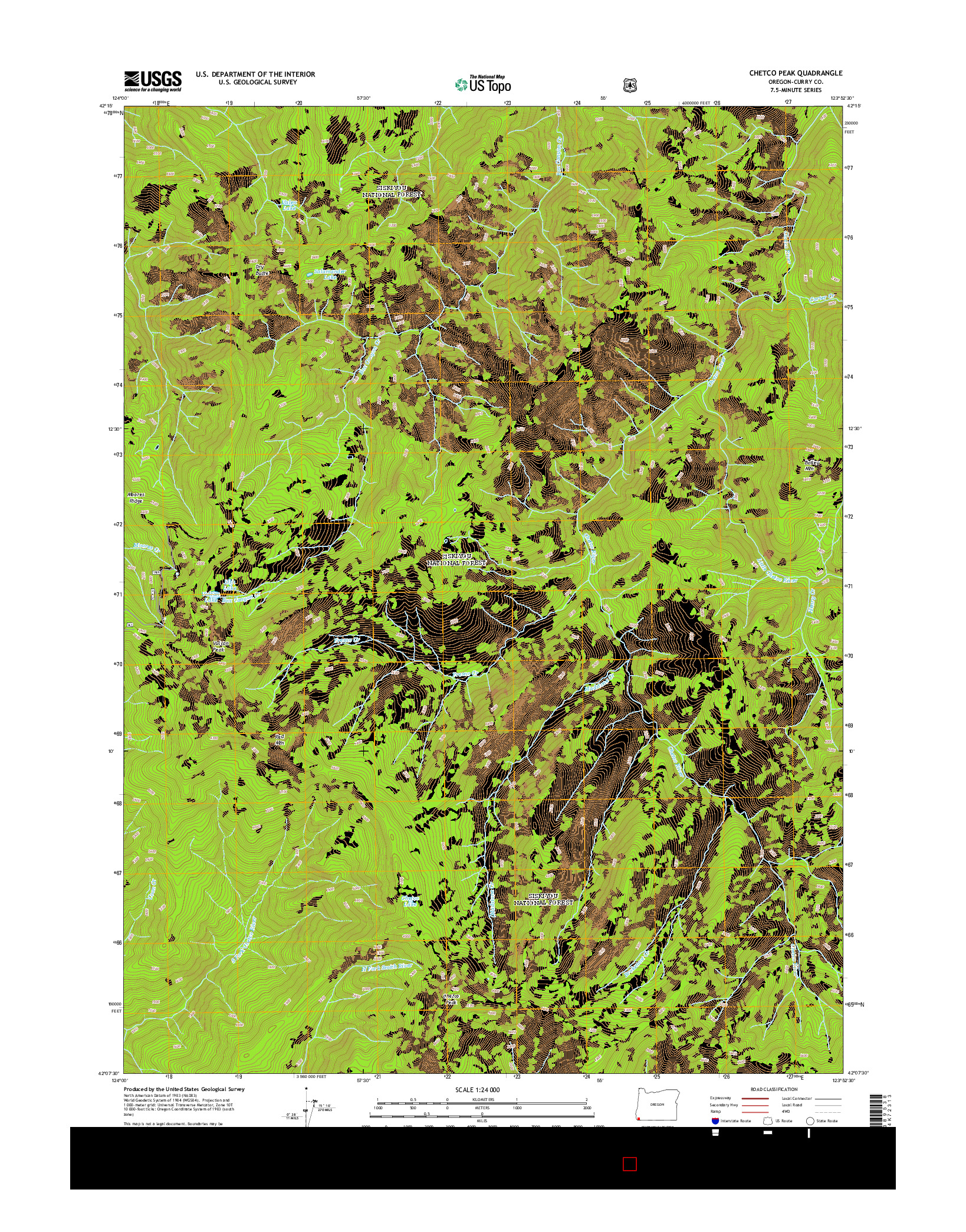 USGS US TOPO 7.5-MINUTE MAP FOR CHETCO PEAK, OR 2014