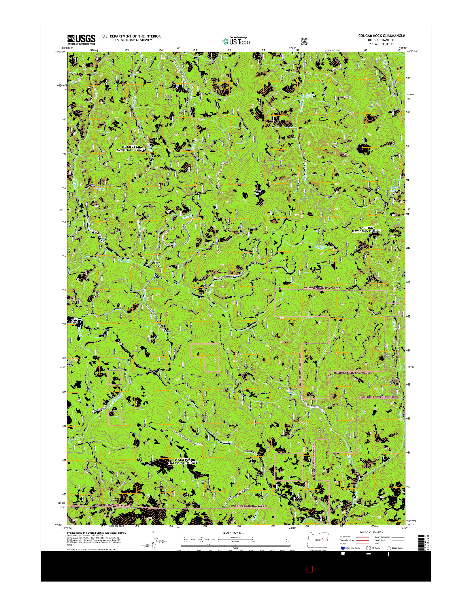 USGS US TOPO 7.5-MINUTE MAP FOR COUGAR ROCK, OR 2014