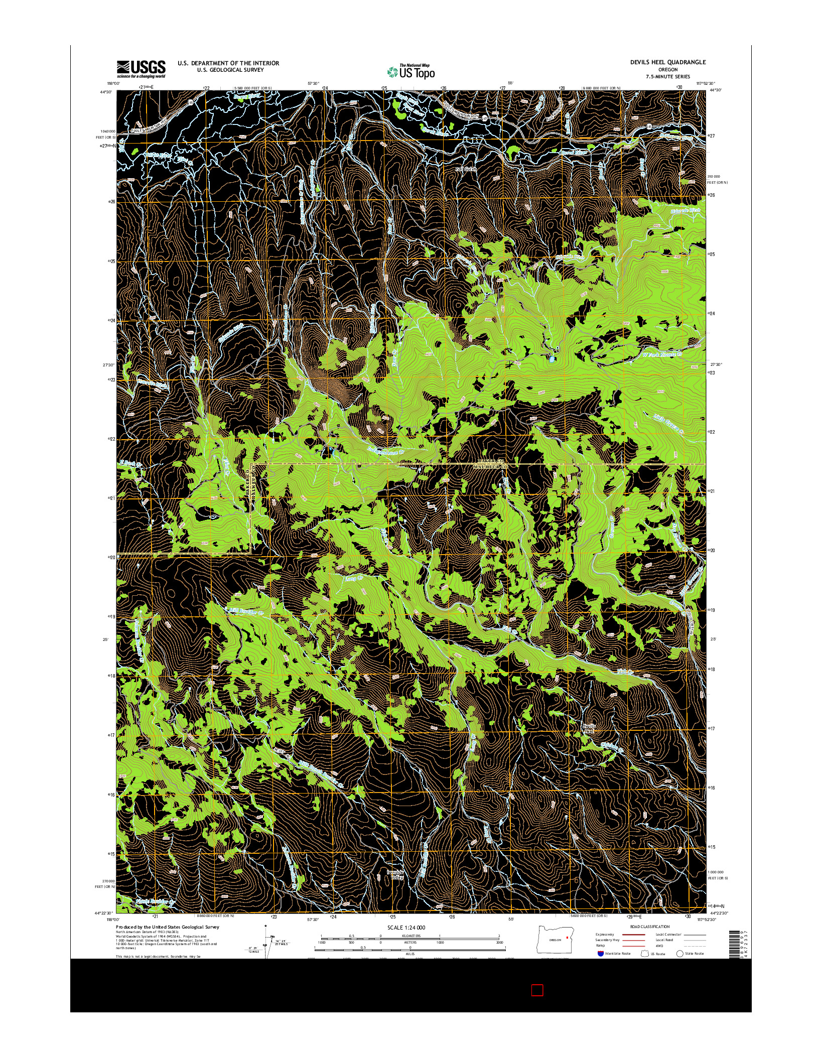 USGS US TOPO 7.5-MINUTE MAP FOR DEVILS HEEL, OR 2014