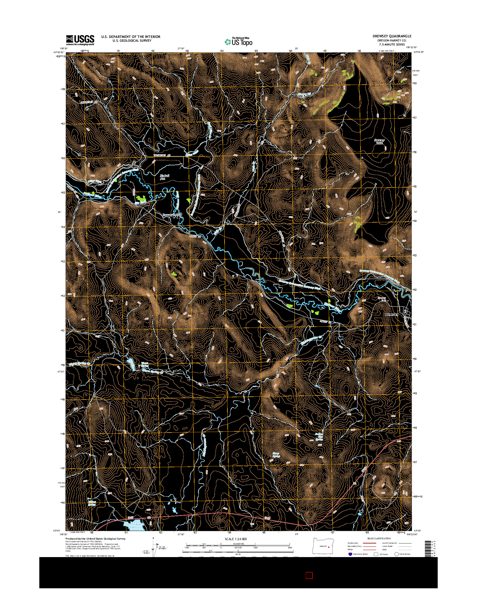 USGS US TOPO 7.5-MINUTE MAP FOR DREWSEY, OR 2014