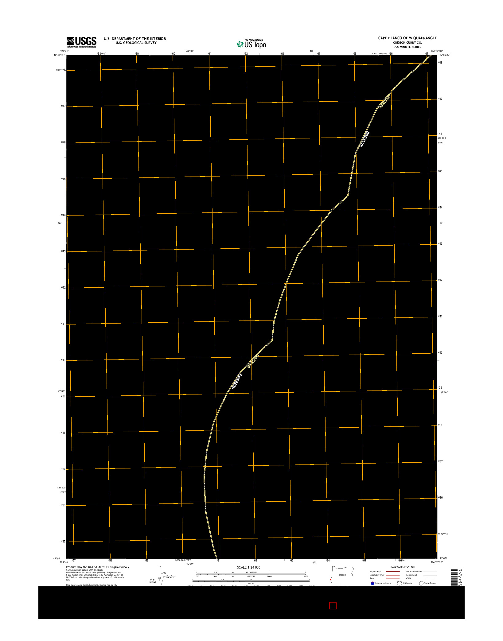 USGS US TOPO 7.5-MINUTE MAP FOR CAPE BLANCO OE W, OR 2014