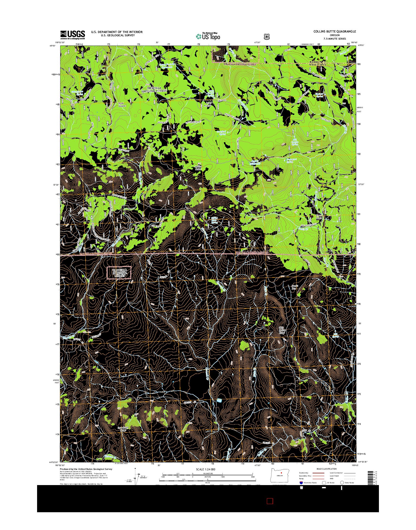 USGS US TOPO 7.5-MINUTE MAP FOR COLLINS BUTTE, OR 2014