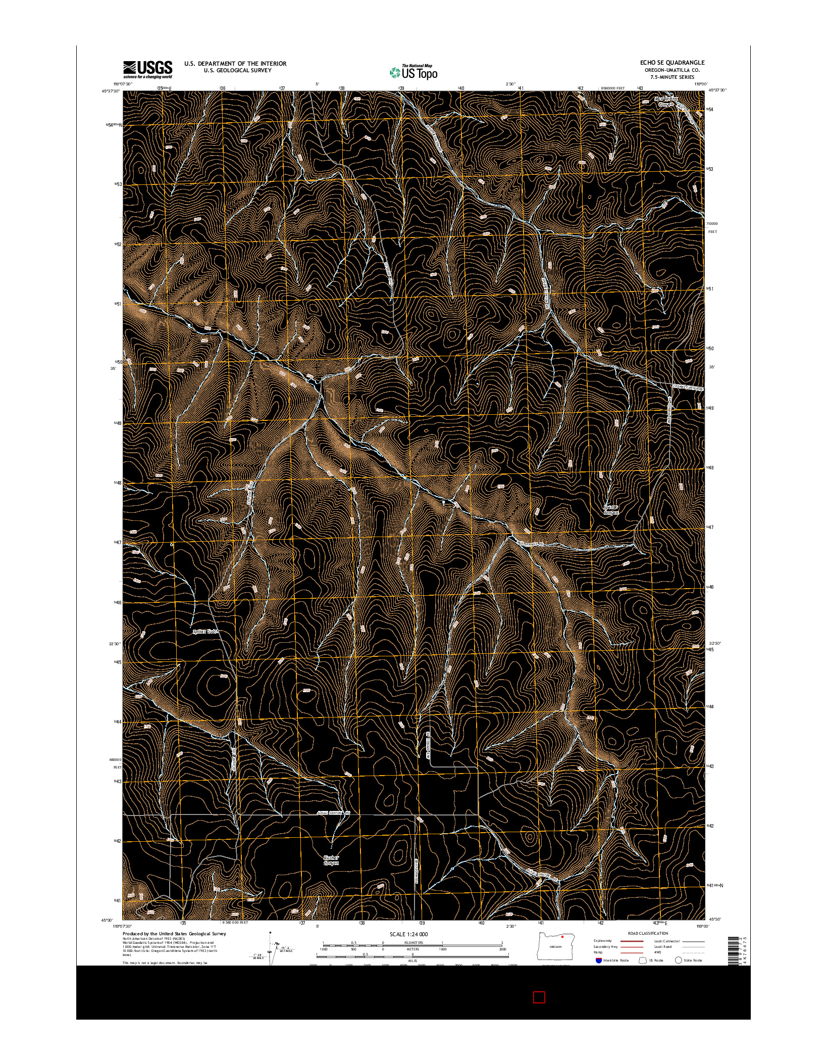 USGS US TOPO 7.5-MINUTE MAP FOR ECHO SE, OR 2014