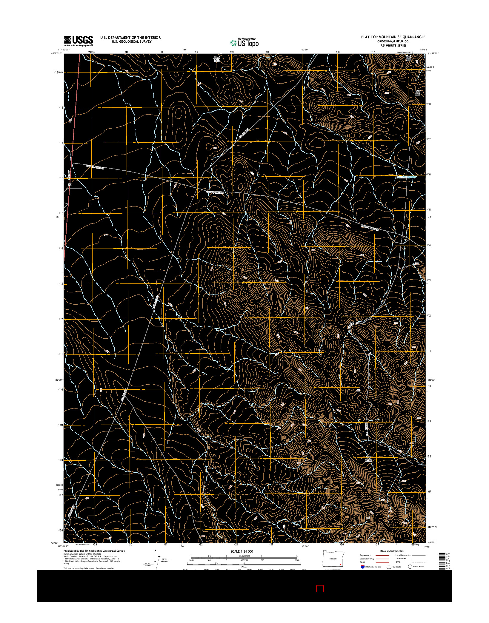 USGS US TOPO 7.5-MINUTE MAP FOR FLAT TOP MOUNTAIN SE, OR 2014