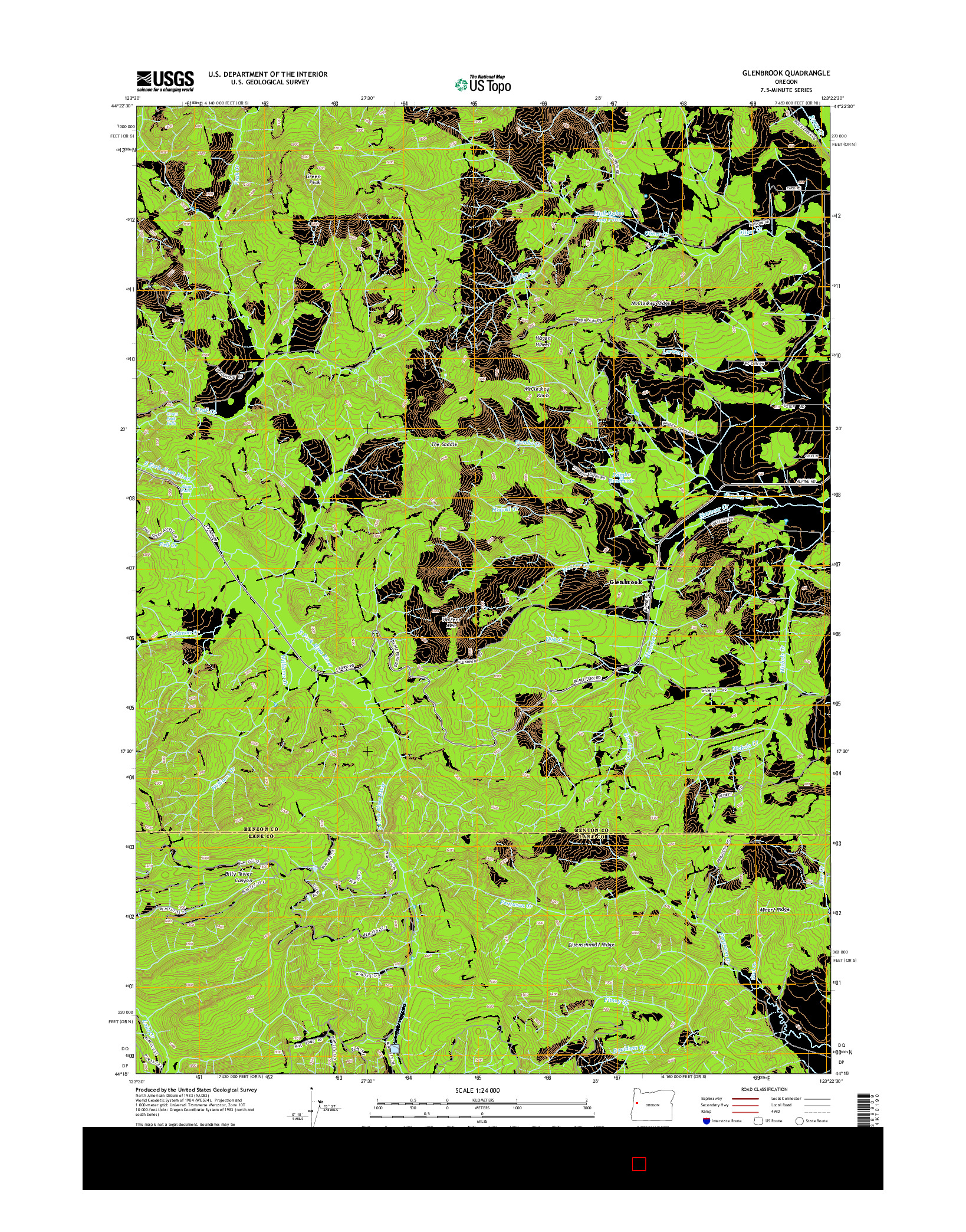 USGS US TOPO 7.5-MINUTE MAP FOR GLENBROOK, OR 2014