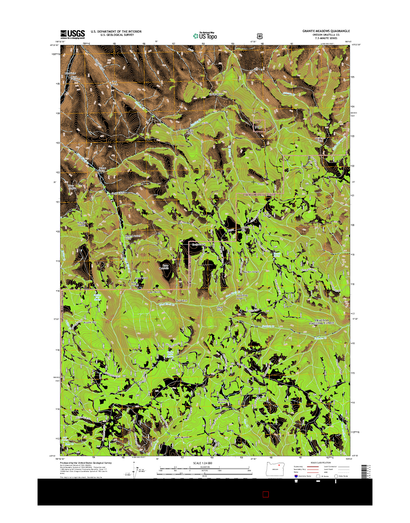 USGS US TOPO 7.5-MINUTE MAP FOR GRANITE MEADOWS, OR 2014