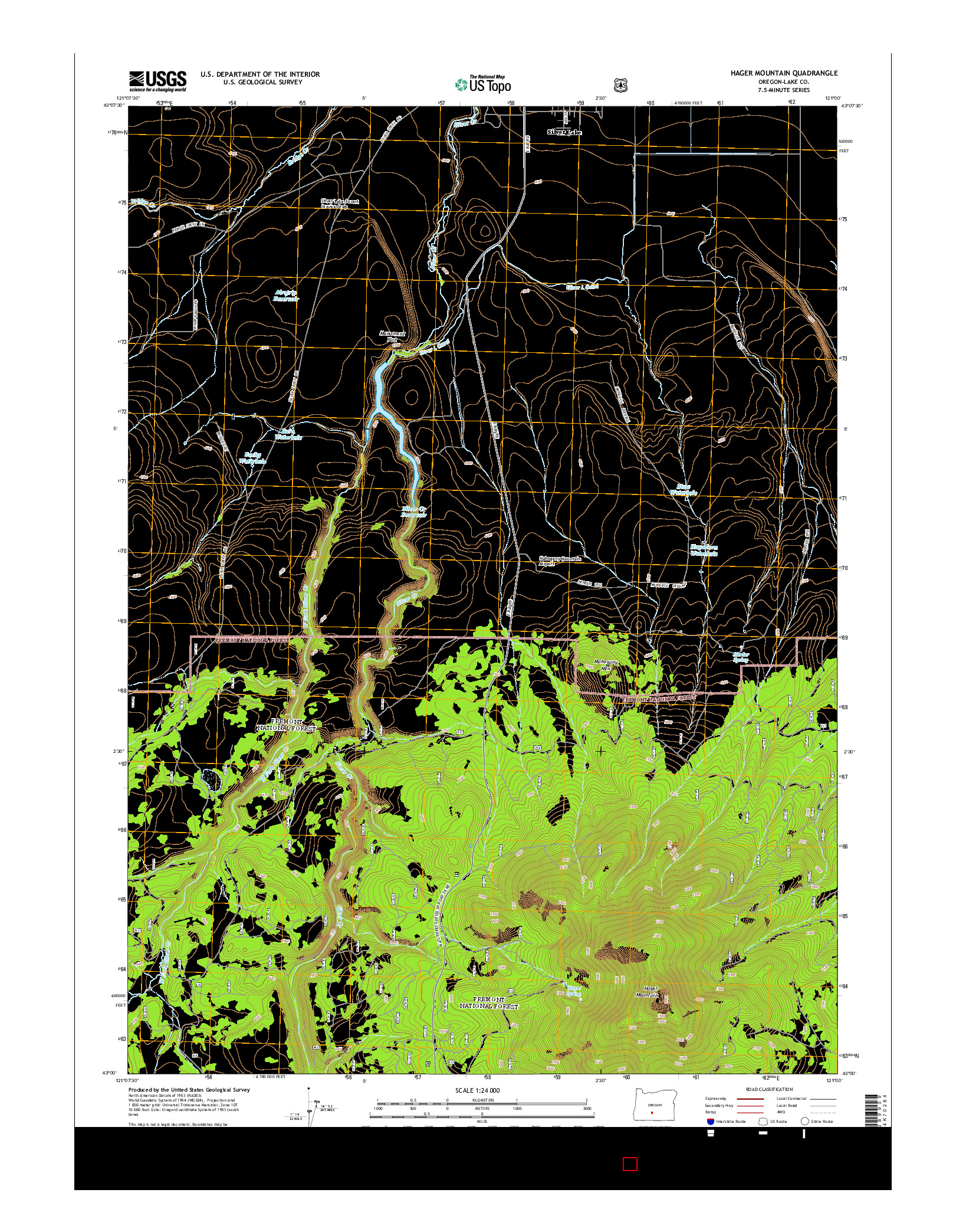 USGS US TOPO 7.5-MINUTE MAP FOR HAGER MOUNTAIN, OR 2014