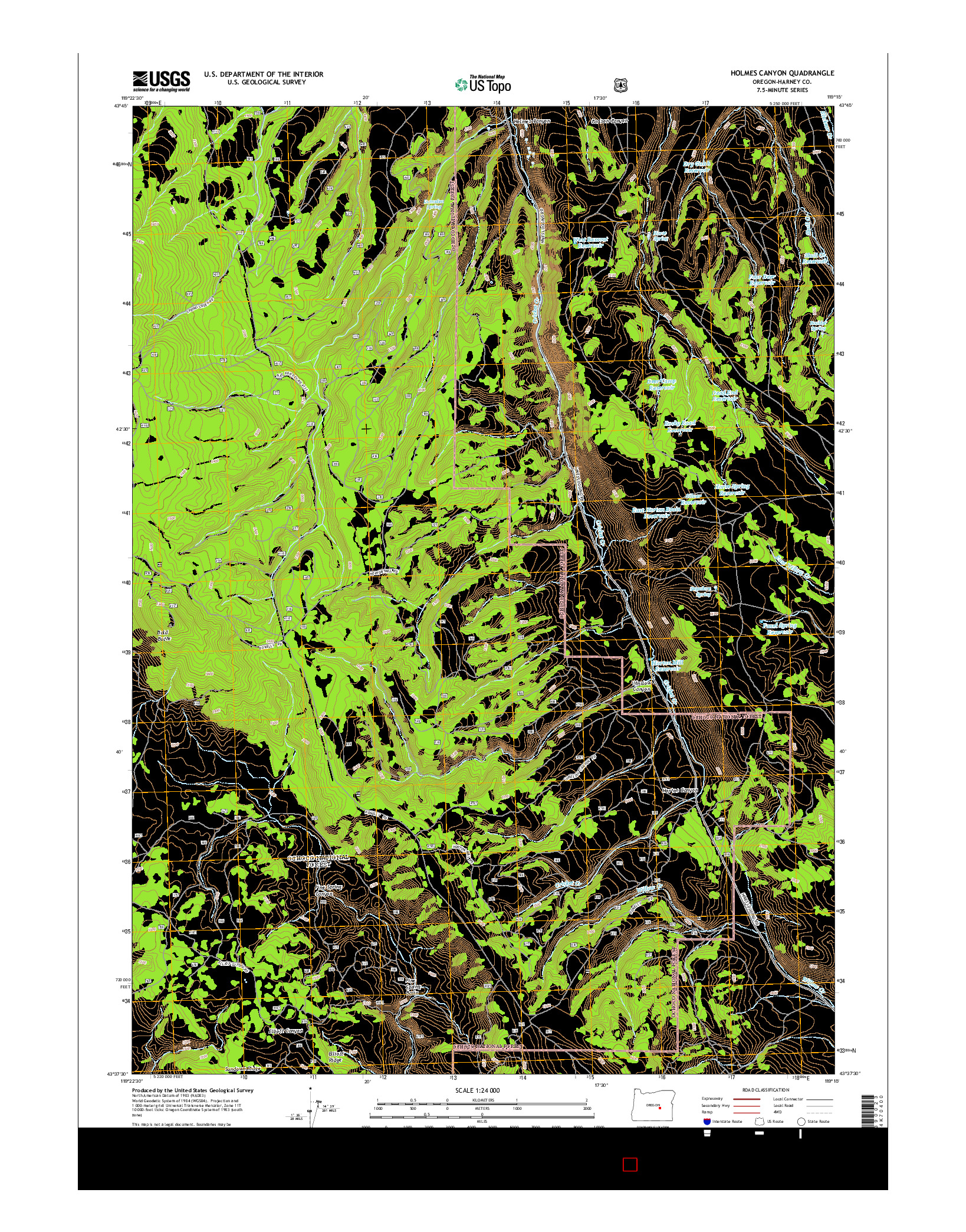 USGS US TOPO 7.5-MINUTE MAP FOR HOLMES CANYON, OR 2014