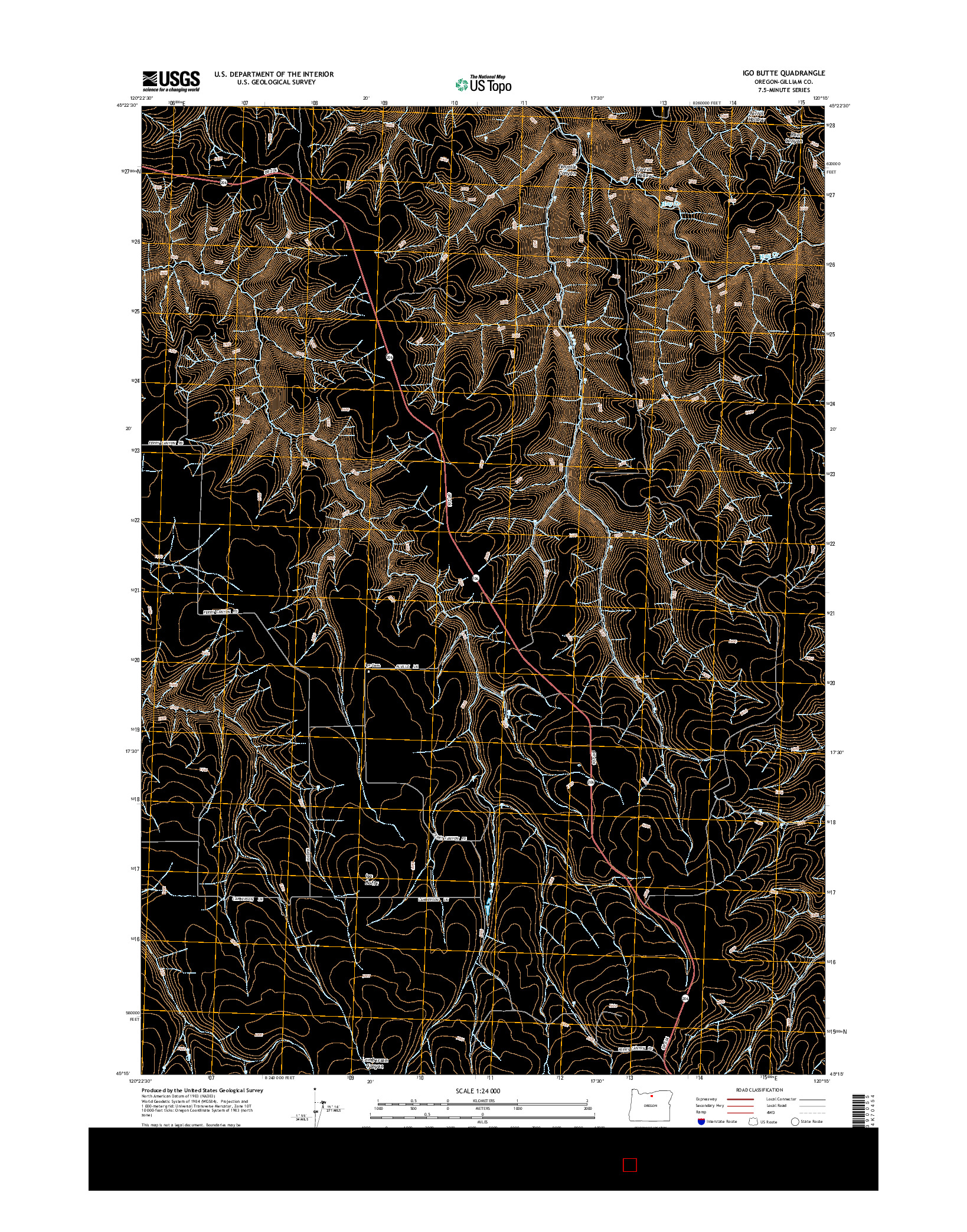 USGS US TOPO 7.5-MINUTE MAP FOR IGO BUTTE, OR 2014