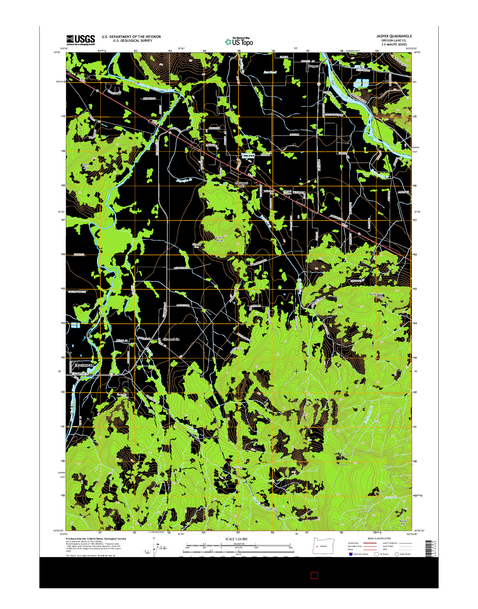 USGS US TOPO 7.5-MINUTE MAP FOR JASPER, OR 2014