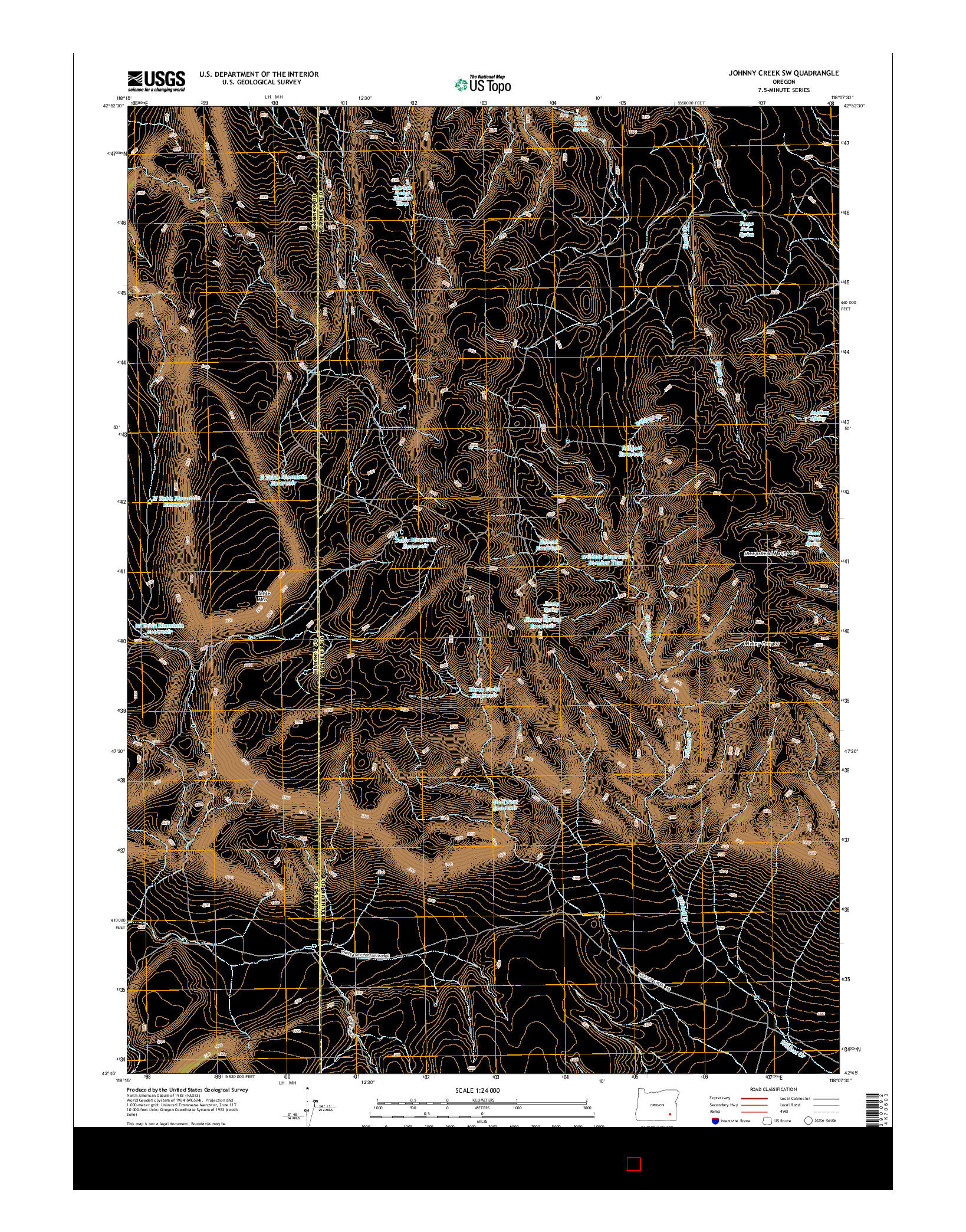 USGS US TOPO 7.5-MINUTE MAP FOR JOHNNY CREEK SW, OR 2014