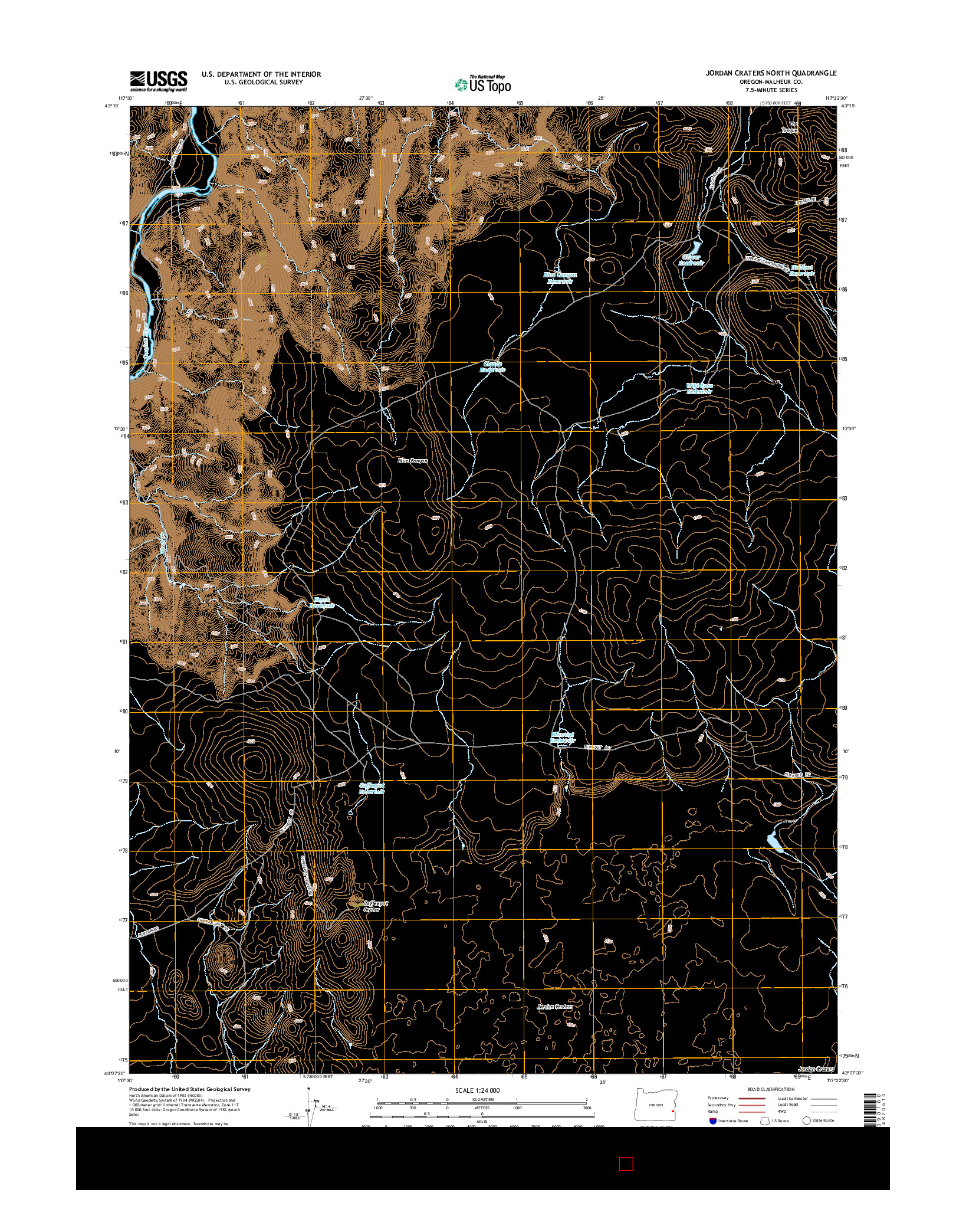 USGS US TOPO 7.5-MINUTE MAP FOR JORDAN CRATERS NORTH, OR 2014