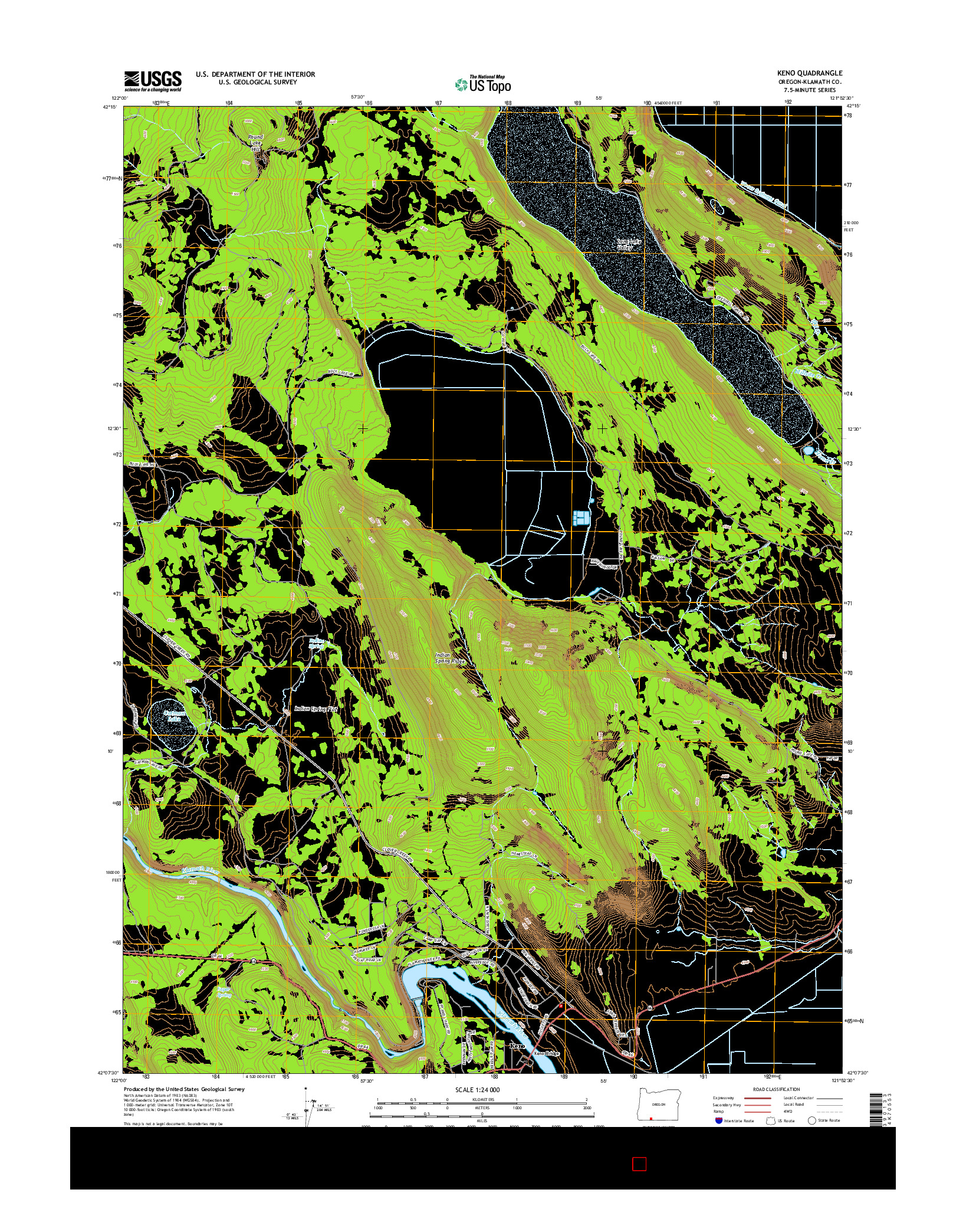 USGS US TOPO 7.5-MINUTE MAP FOR KENO, OR 2014