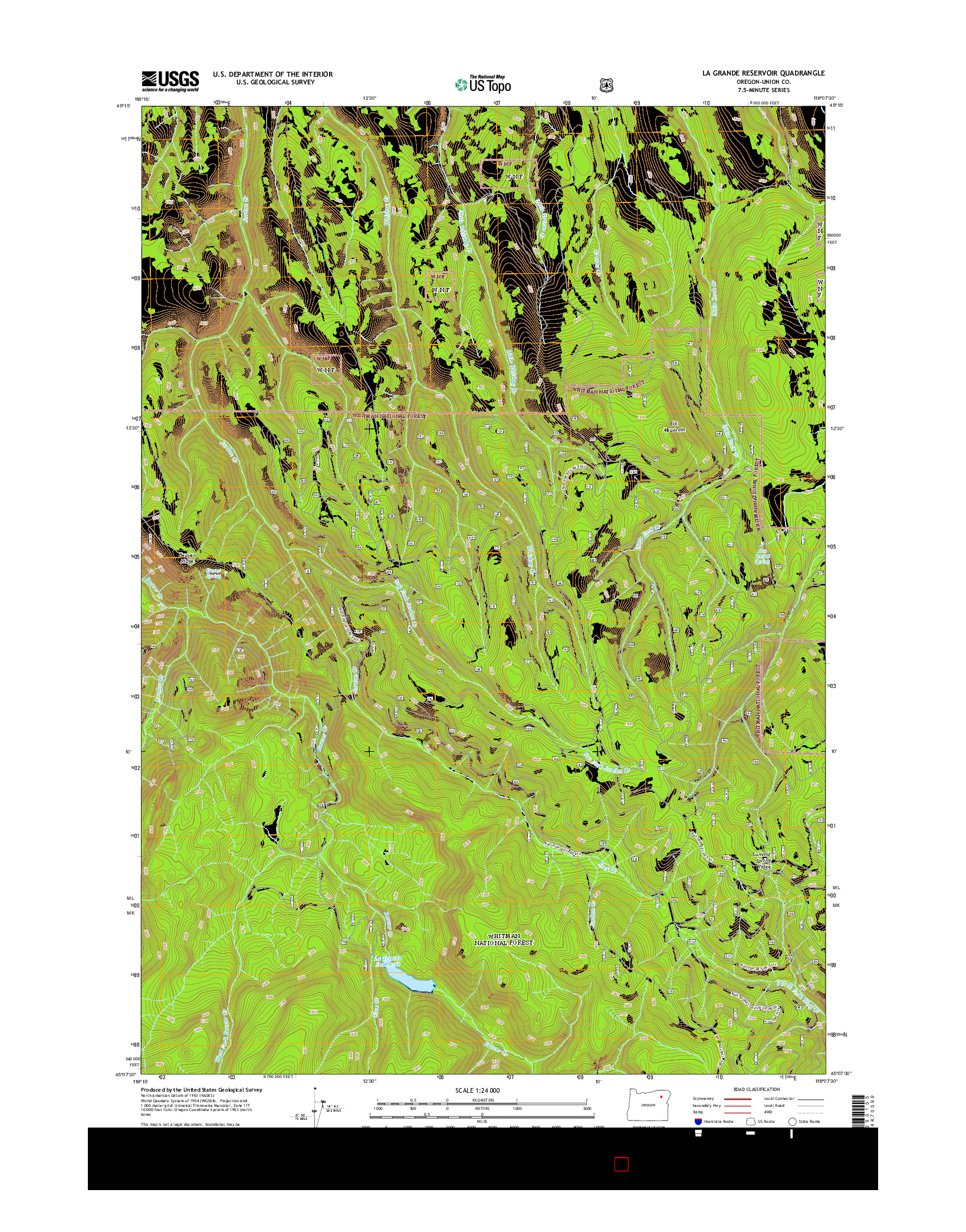 USGS US TOPO 7.5-MINUTE MAP FOR LA GRANDE RESERVOIR, OR 2014