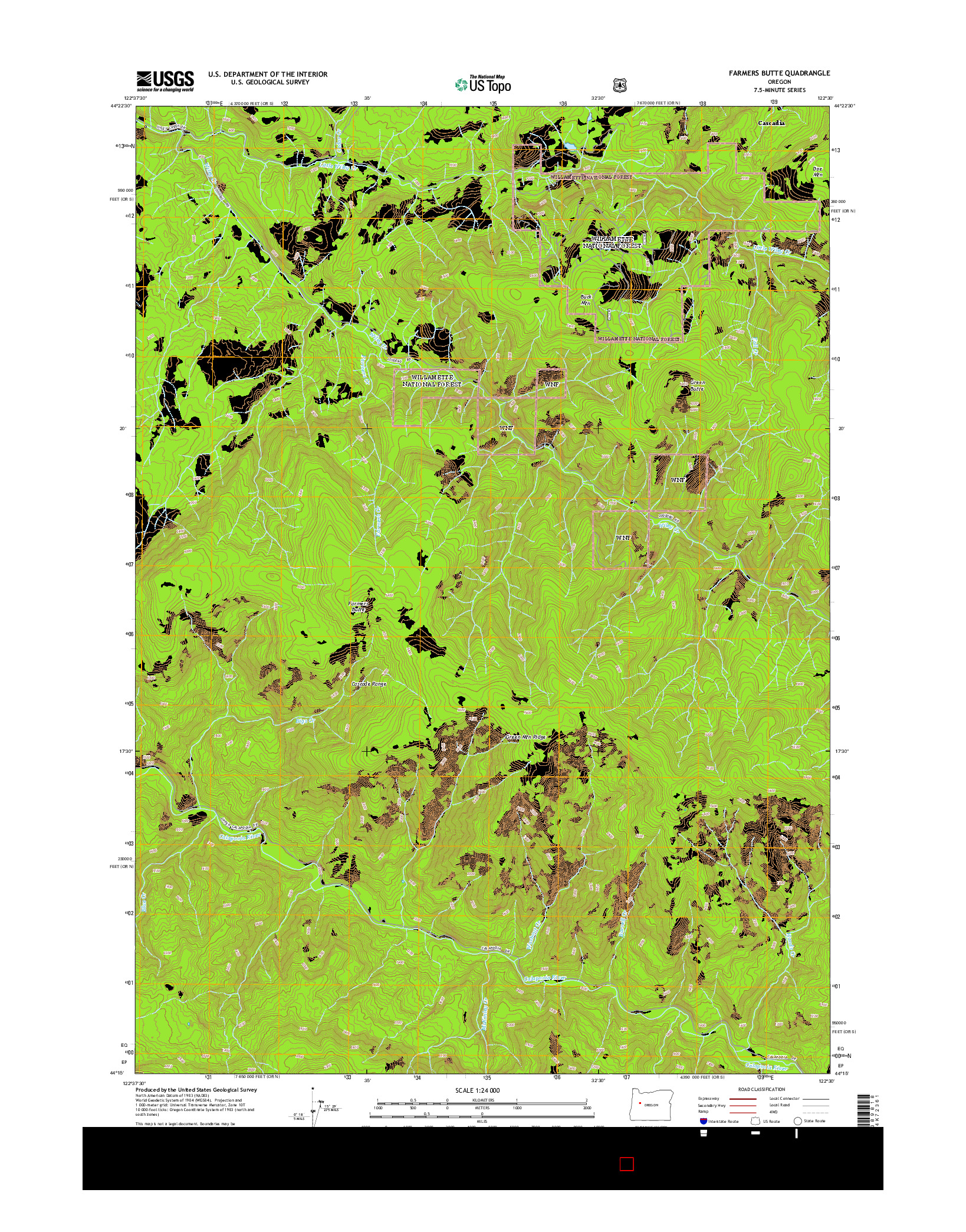 USGS US TOPO 7.5-MINUTE MAP FOR FARMERS BUTTE, OR 2014