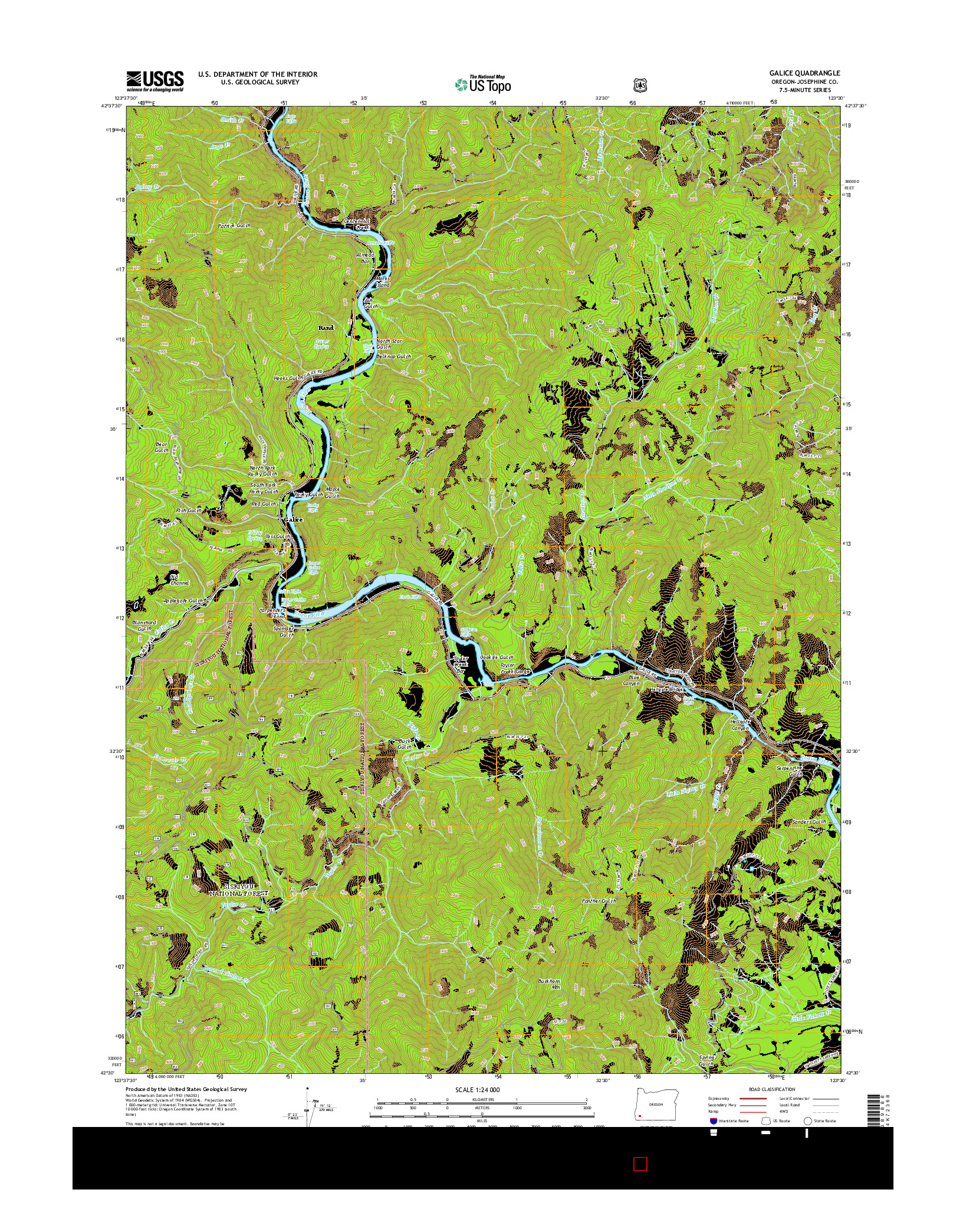 USGS US TOPO 7.5-MINUTE MAP FOR GALICE, OR 2014