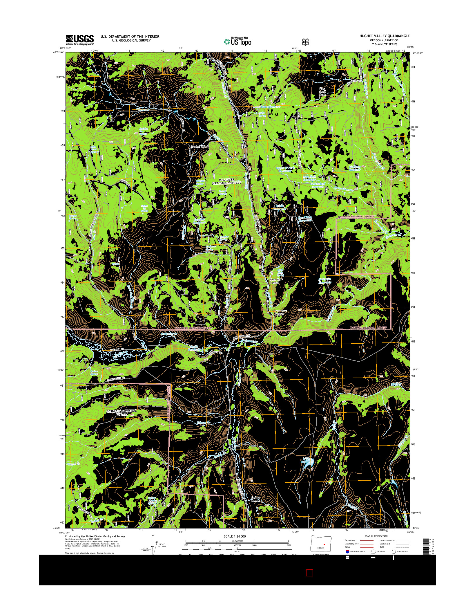 USGS US TOPO 7.5-MINUTE MAP FOR HUGHET VALLEY, OR 2014