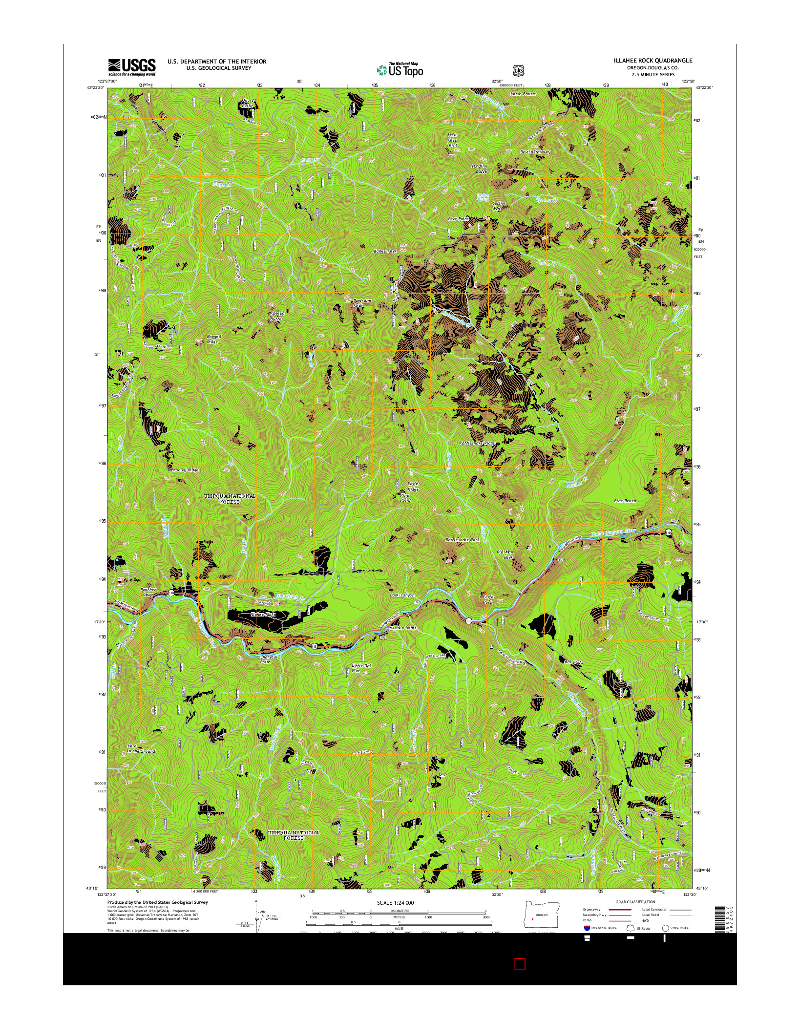 USGS US TOPO 7.5-MINUTE MAP FOR ILLAHEE ROCK, OR 2014