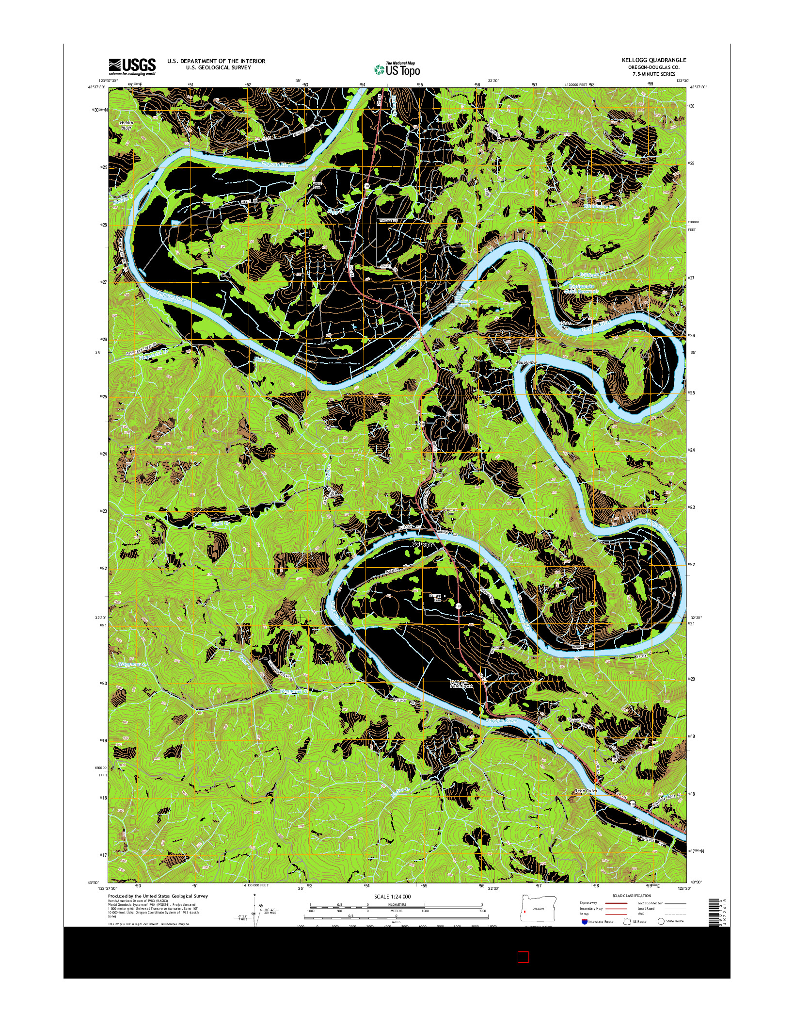 USGS US TOPO 7.5-MINUTE MAP FOR KELLOGG, OR 2014