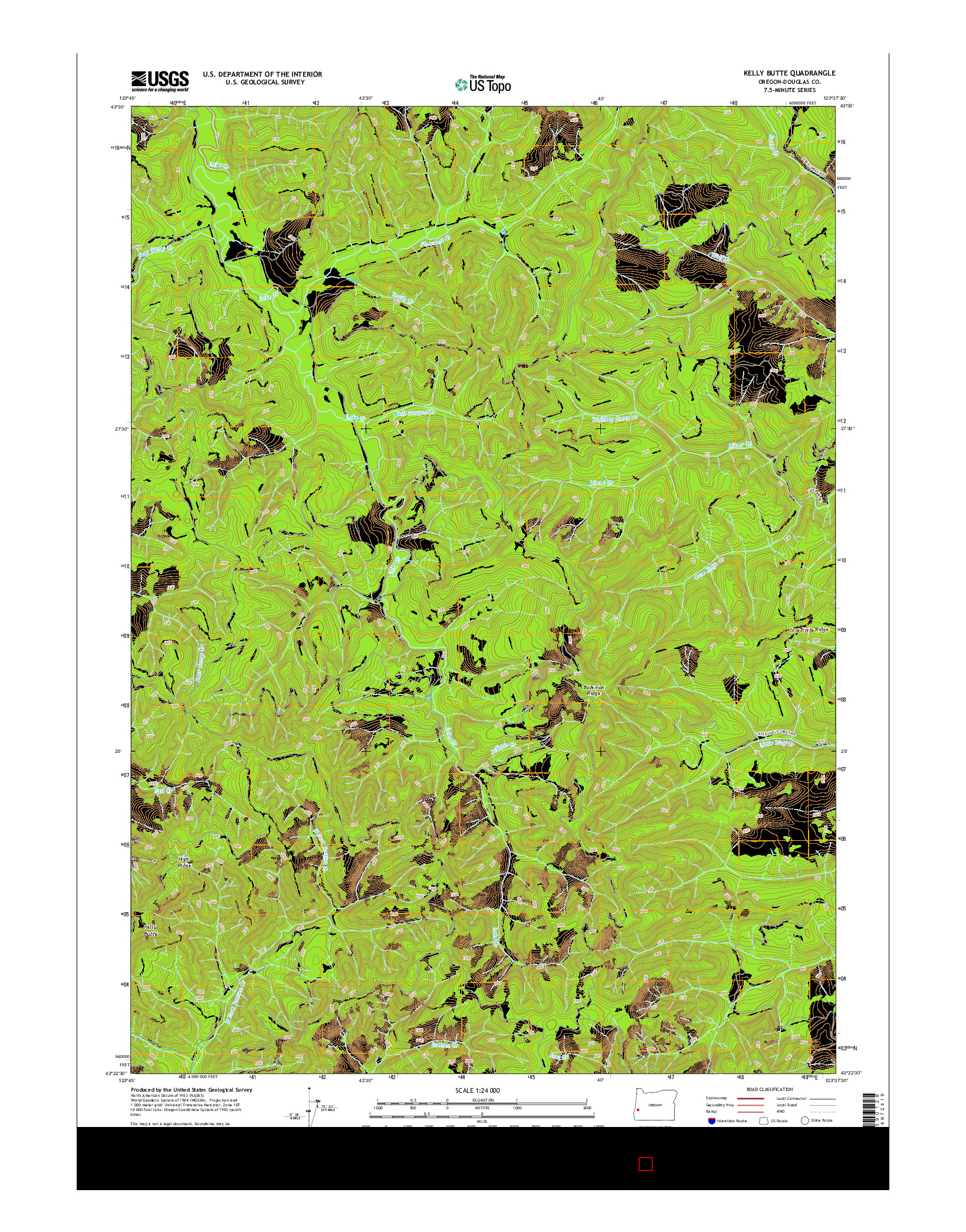 USGS US TOPO 7.5-MINUTE MAP FOR KELLY BUTTE, OR 2014