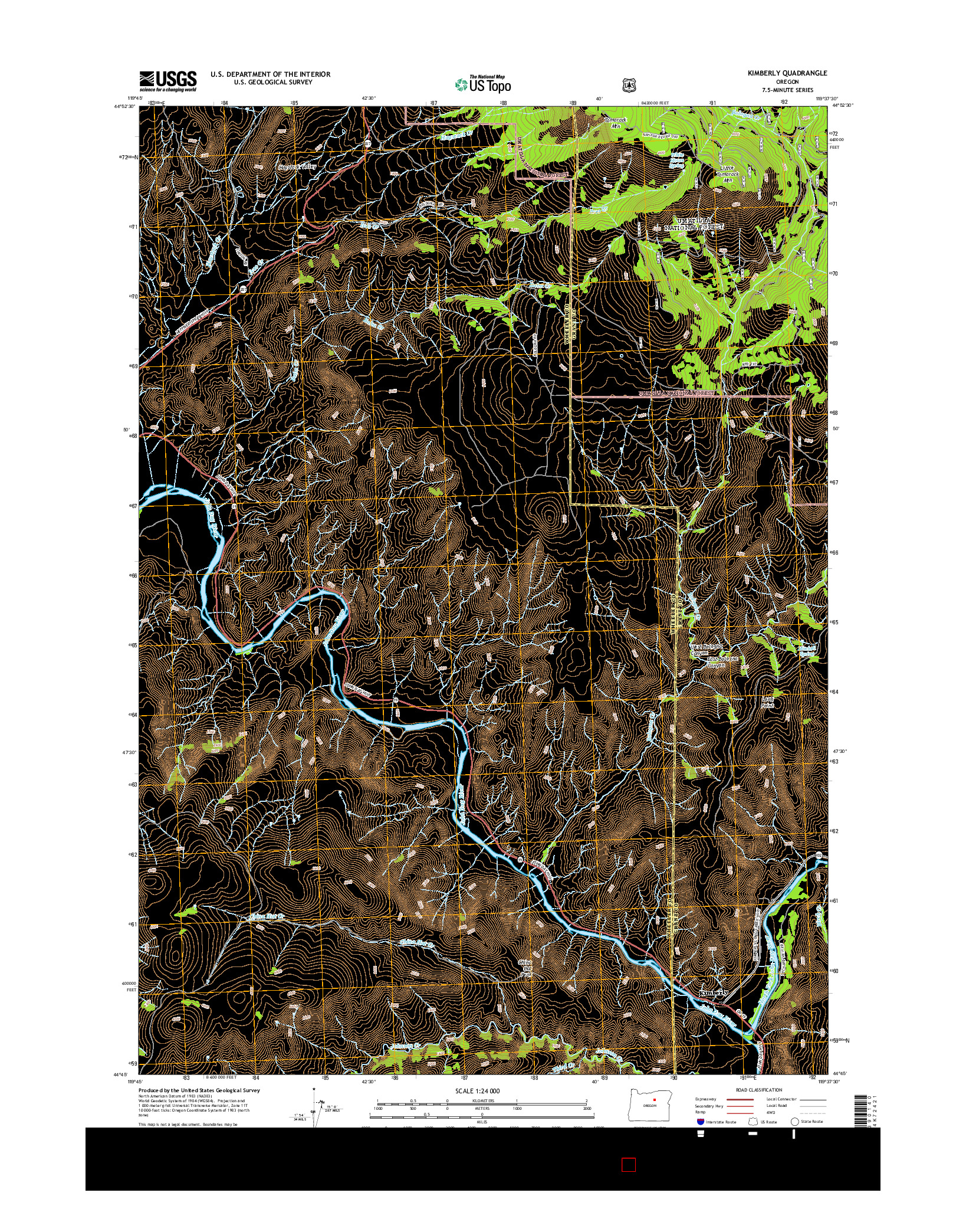 USGS US TOPO 7.5-MINUTE MAP FOR KIMBERLY, OR 2014