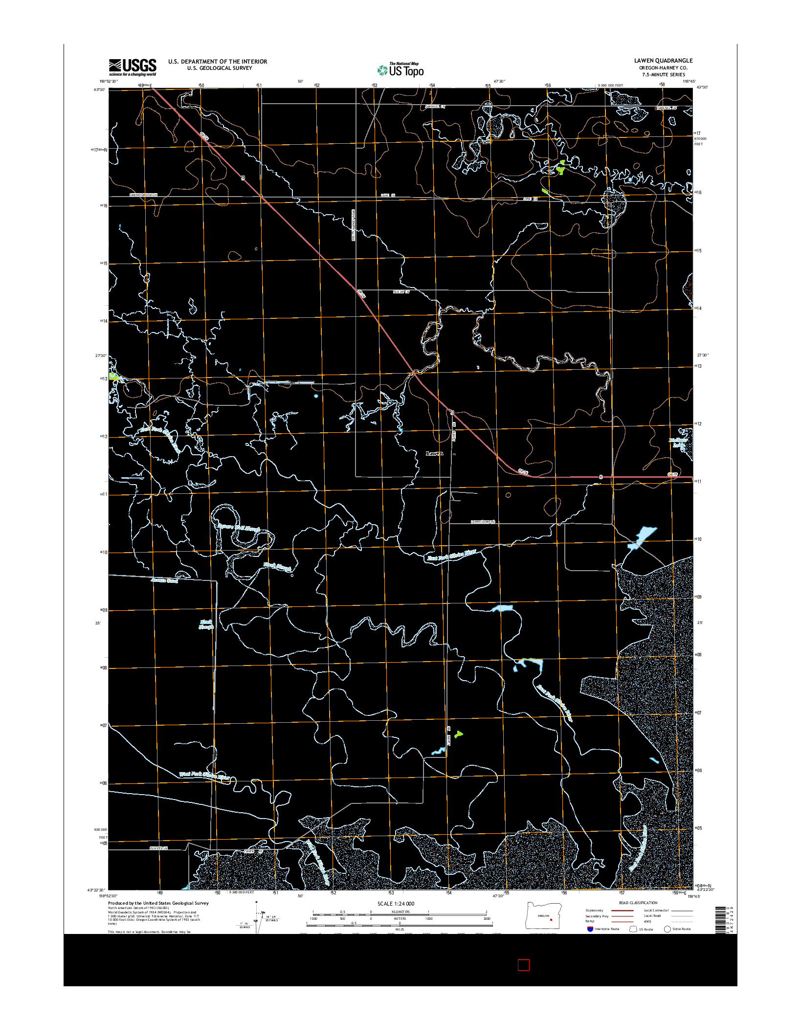 USGS US TOPO 7.5-MINUTE MAP FOR LAWEN, OR 2014