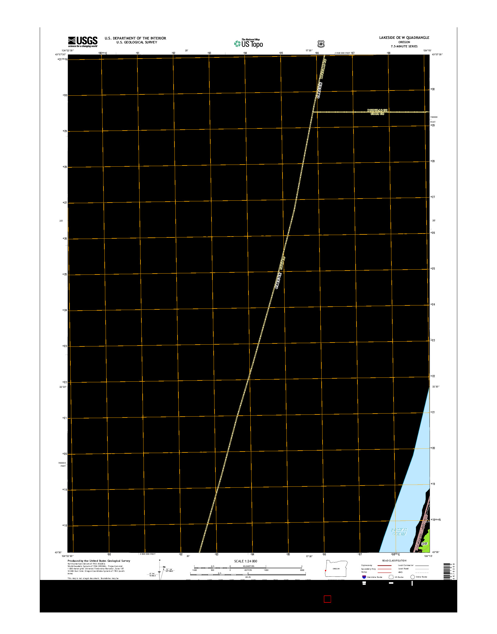 USGS US TOPO 7.5-MINUTE MAP FOR LAKESIDE OE W, OR 2014