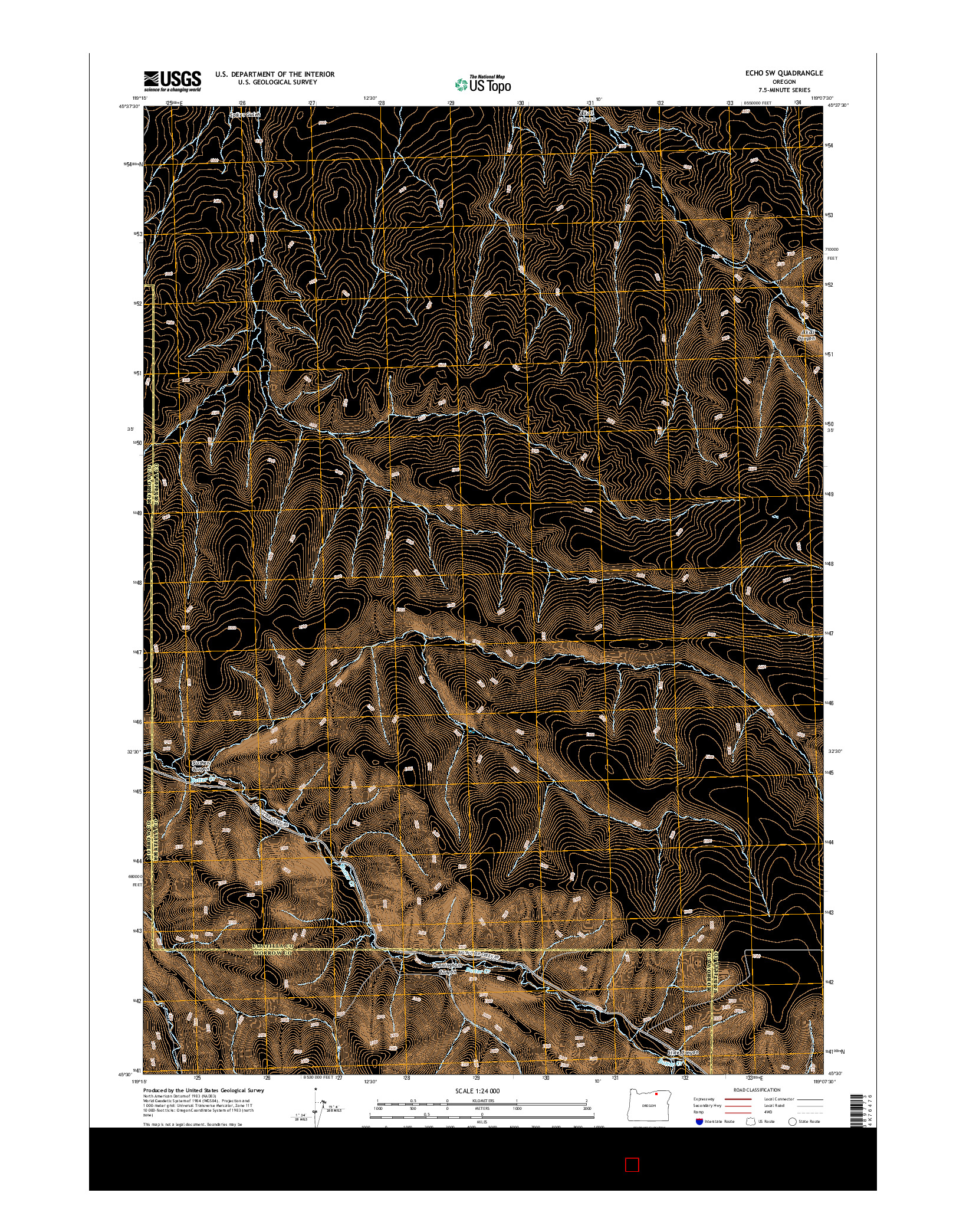 USGS US TOPO 7.5-MINUTE MAP FOR ECHO SW, OR 2014