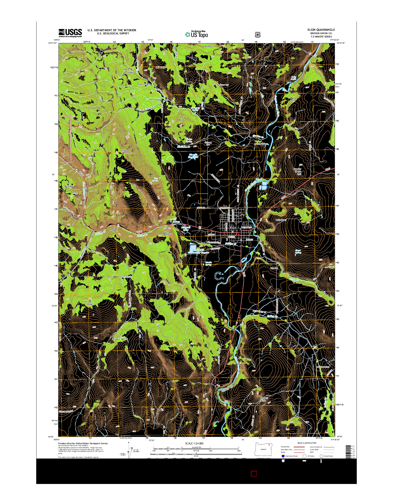 USGS US TOPO 7.5-MINUTE MAP FOR ELGIN, OR 2014