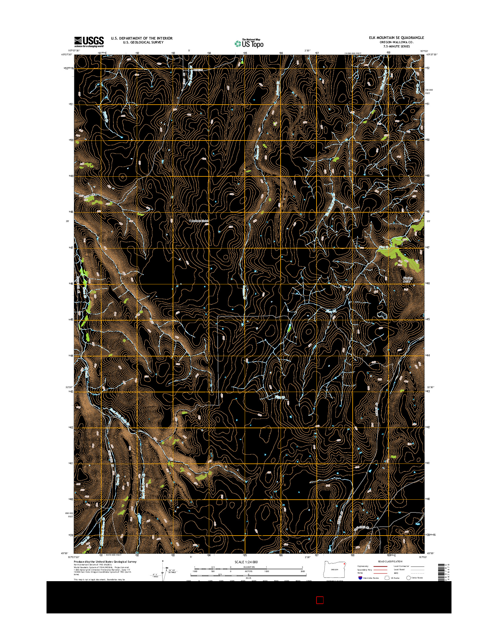 USGS US TOPO 7.5-MINUTE MAP FOR ELK MOUNTAIN SE, OR 2014