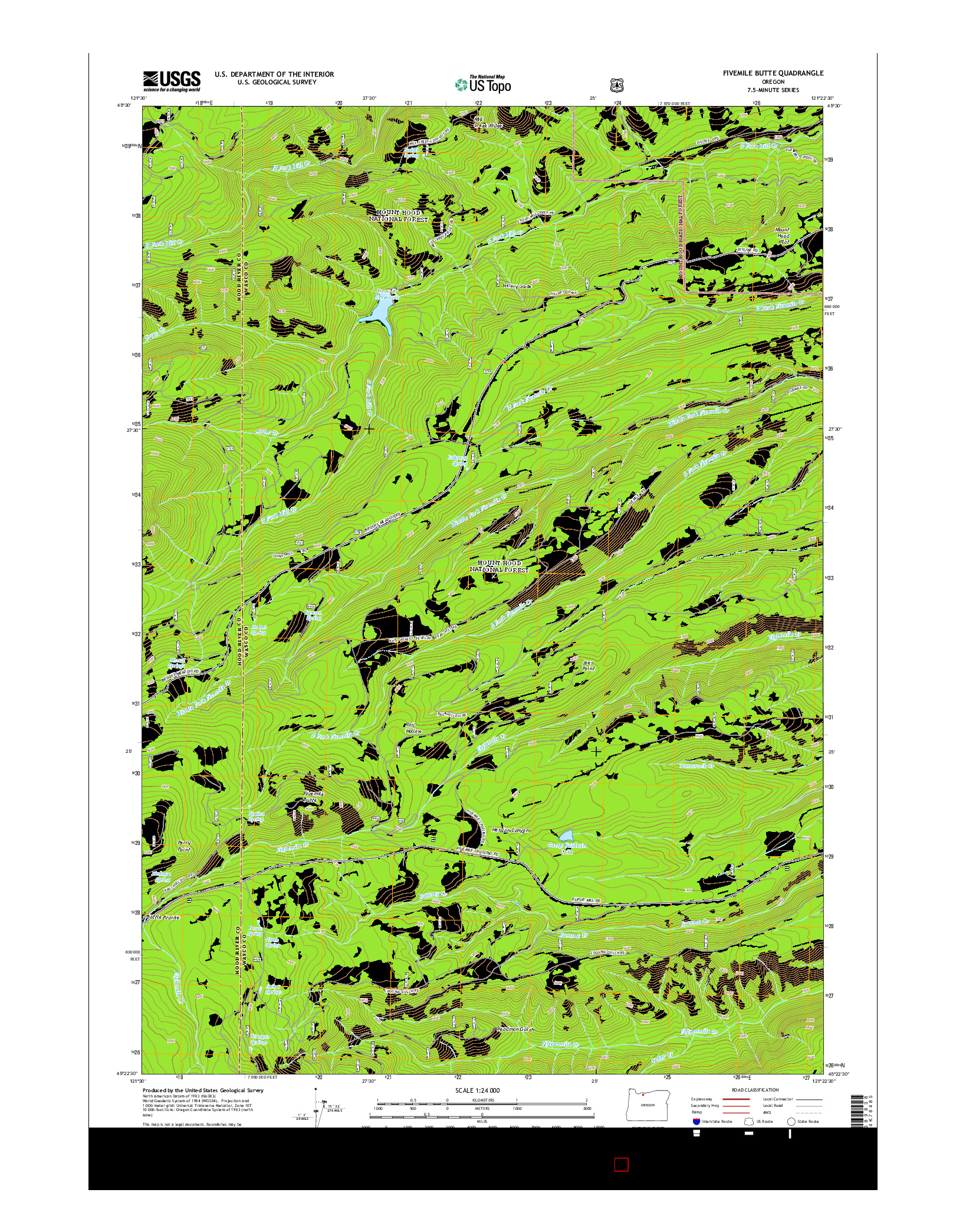 USGS US TOPO 7.5-MINUTE MAP FOR FIVEMILE BUTTE, OR 2014