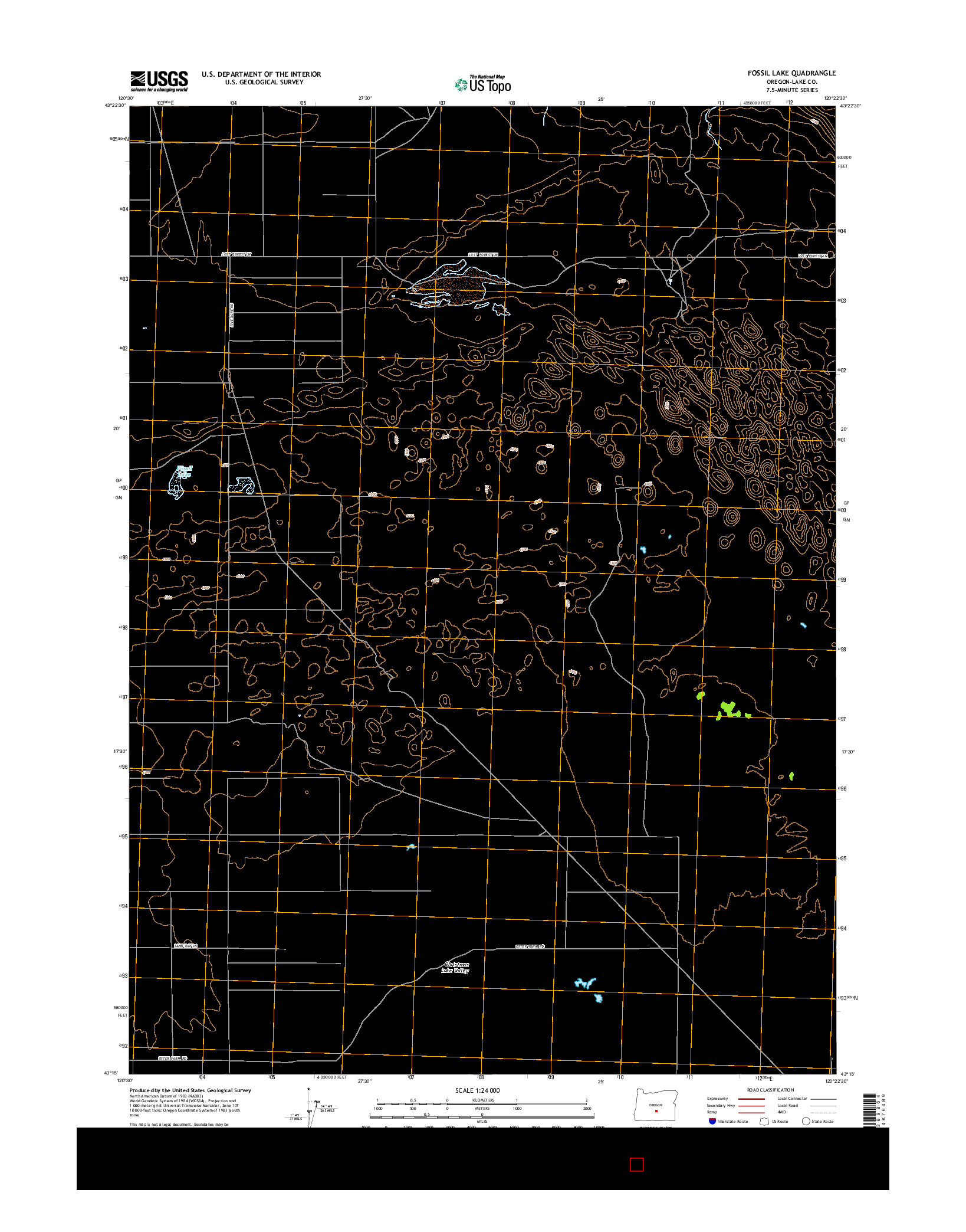 USGS US TOPO 7.5-MINUTE MAP FOR FOSSIL LAKE, OR 2014