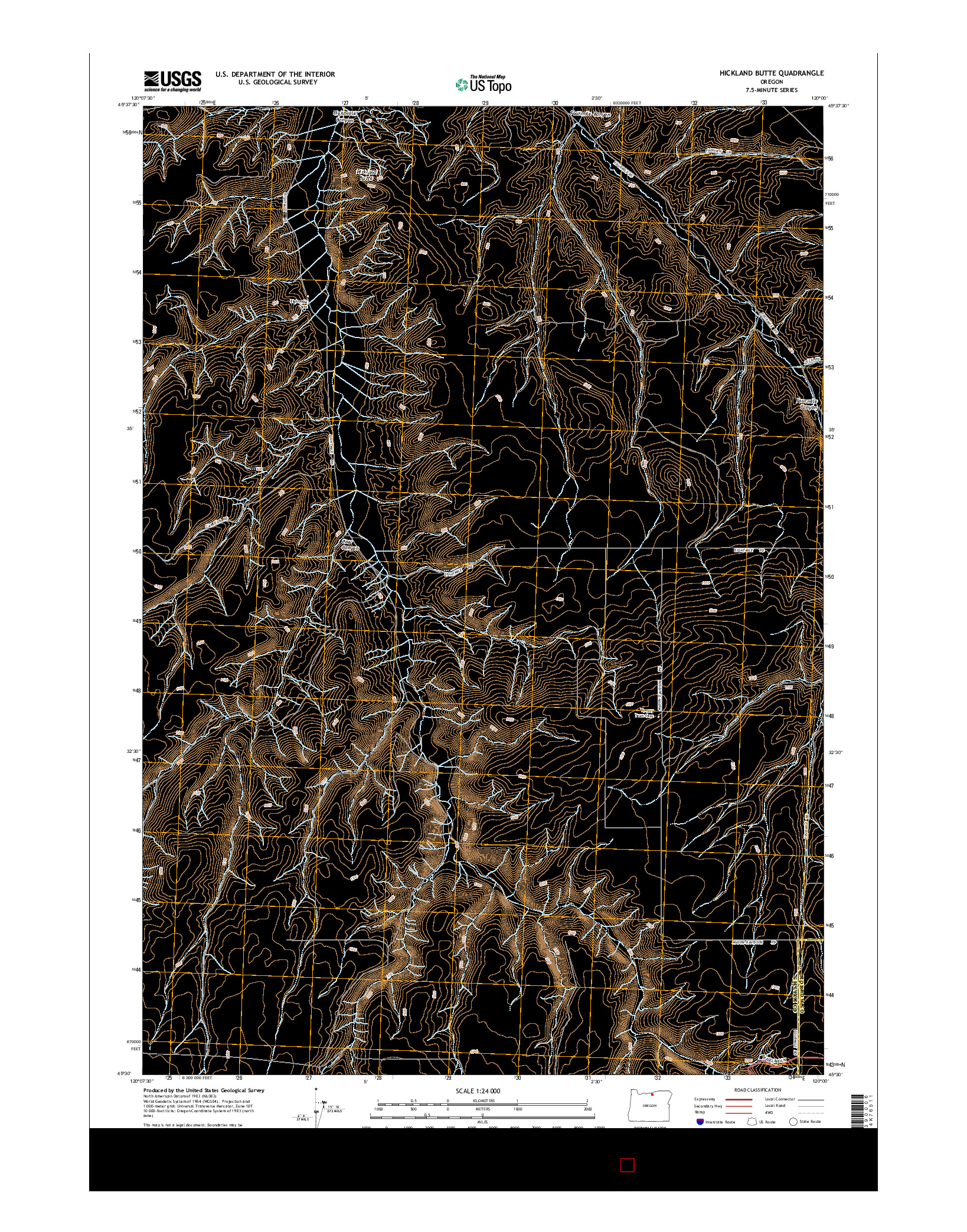 USGS US TOPO 7.5-MINUTE MAP FOR HICKLAND BUTTE, OR 2014