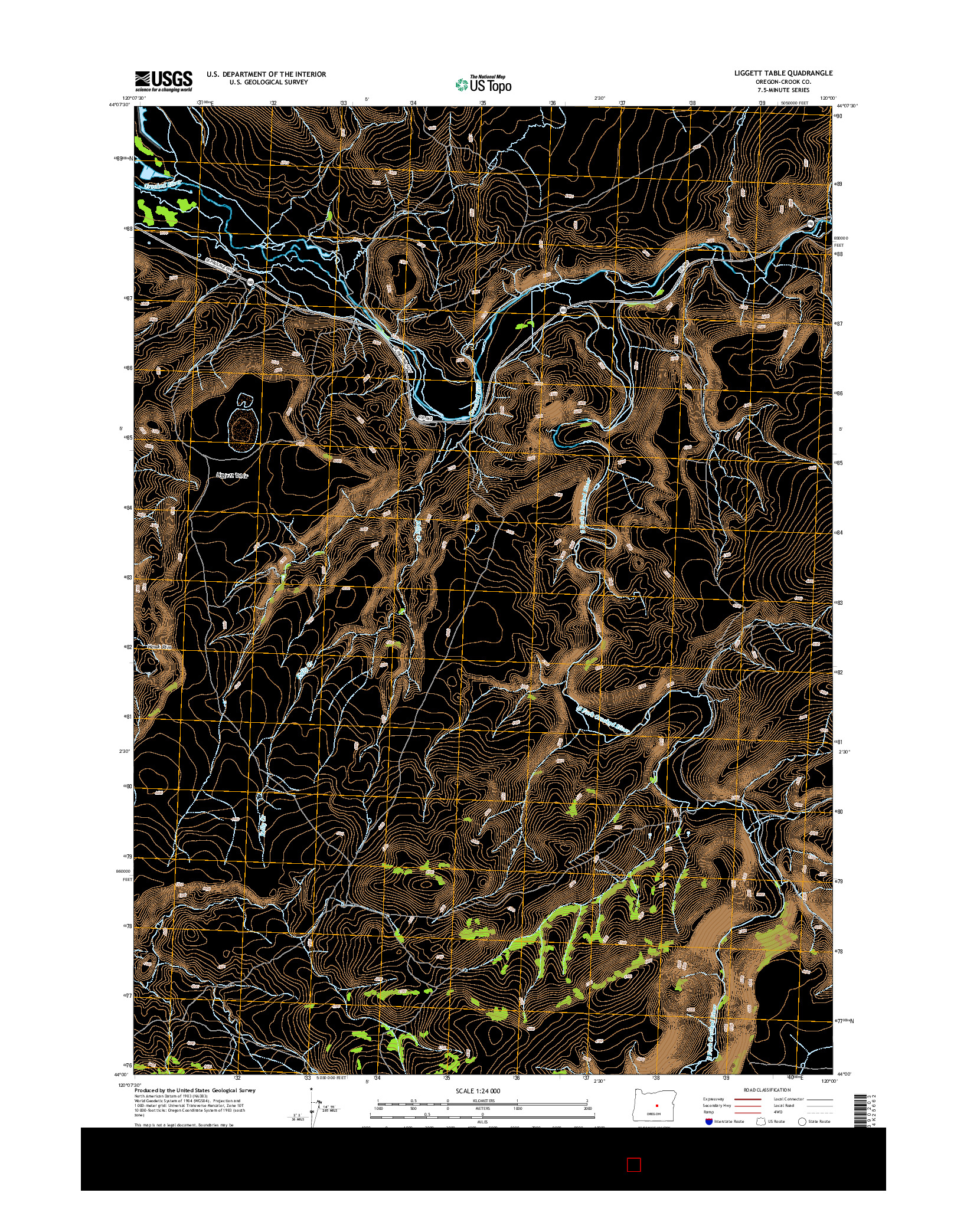 USGS US TOPO 7.5-MINUTE MAP FOR LIGGETT TABLE, OR 2014