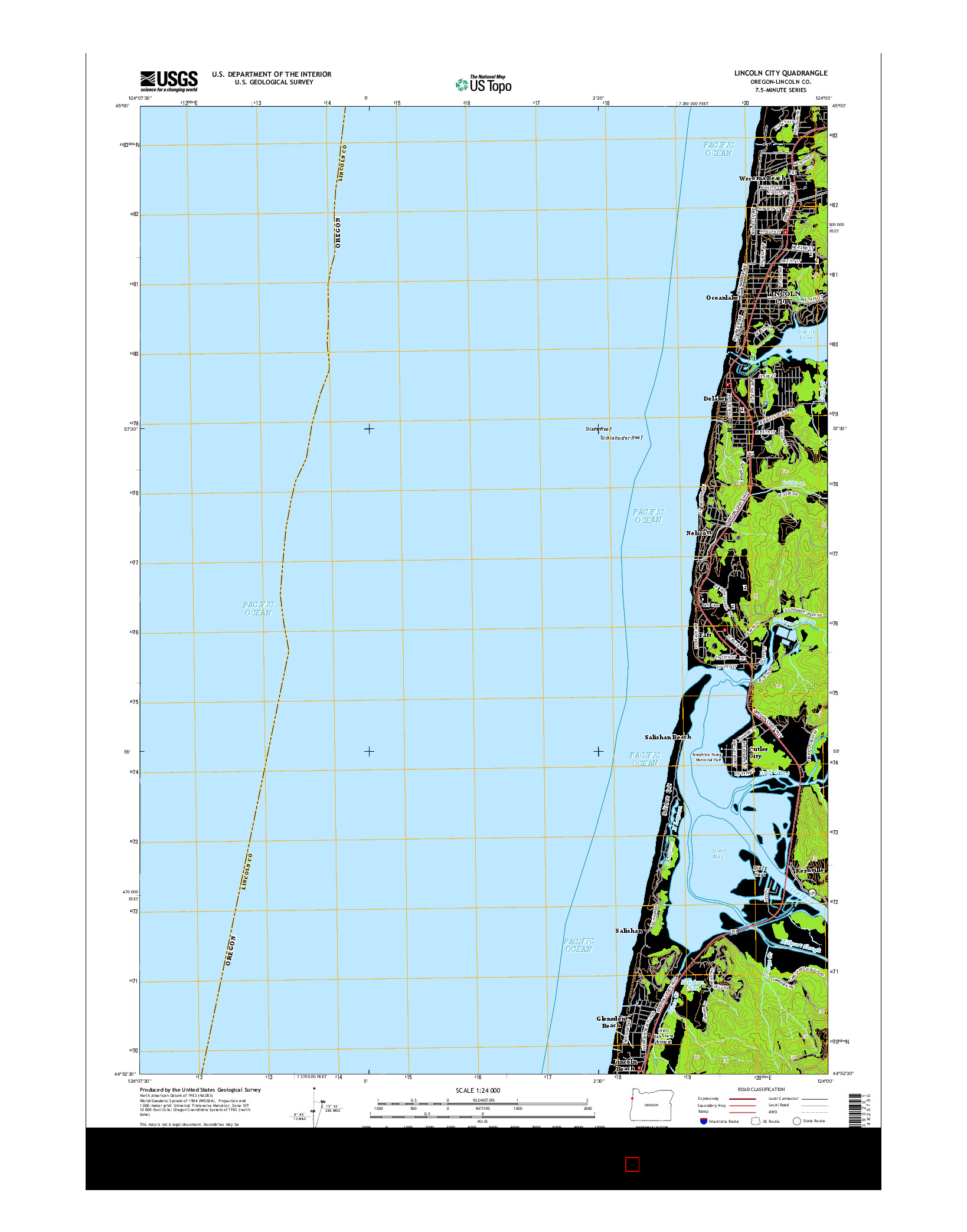 USGS US TOPO 7.5-MINUTE MAP FOR LINCOLN CITY, OR 2014