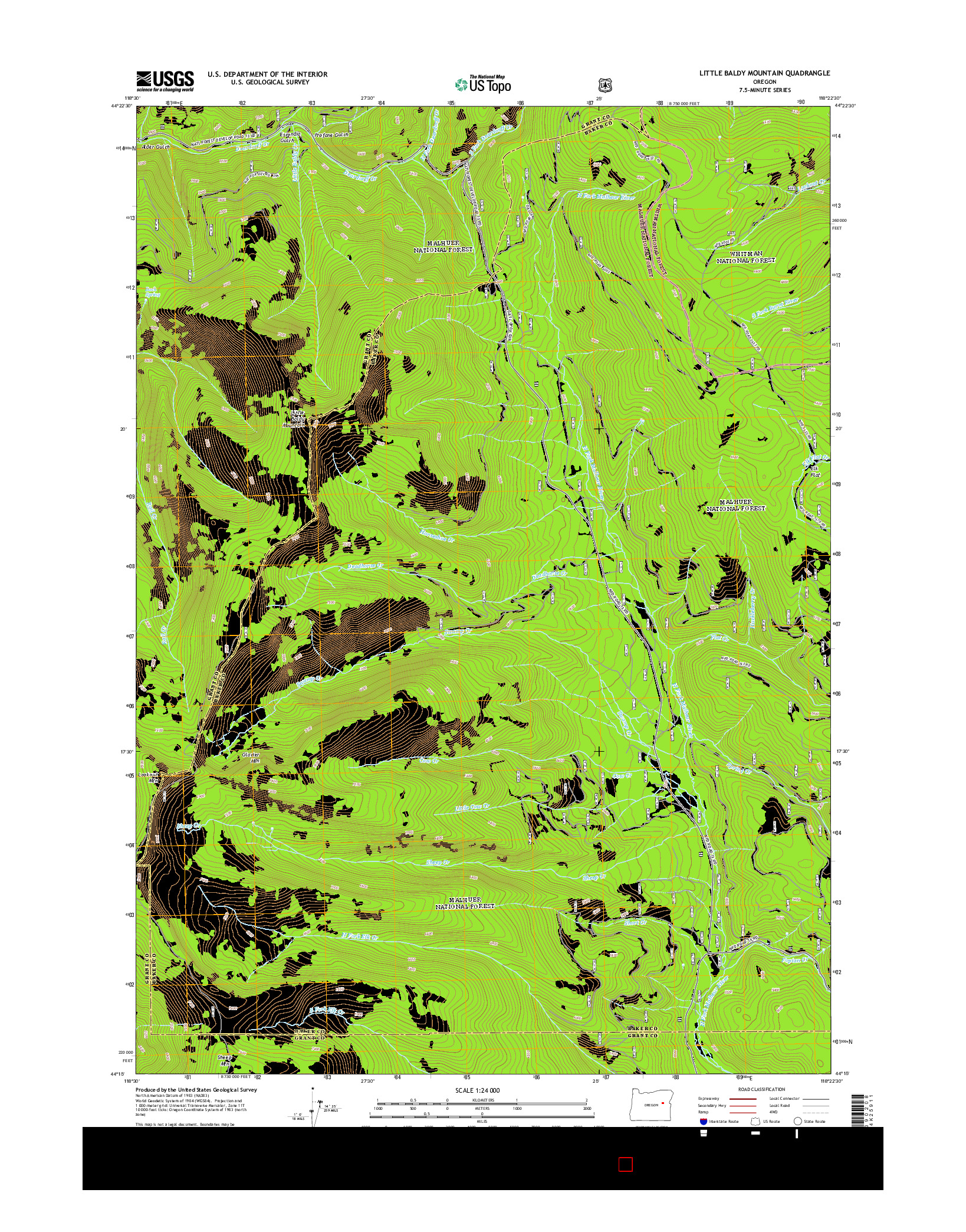 USGS US TOPO 7.5-MINUTE MAP FOR LITTLE BALDY MOUNTAIN, OR 2014