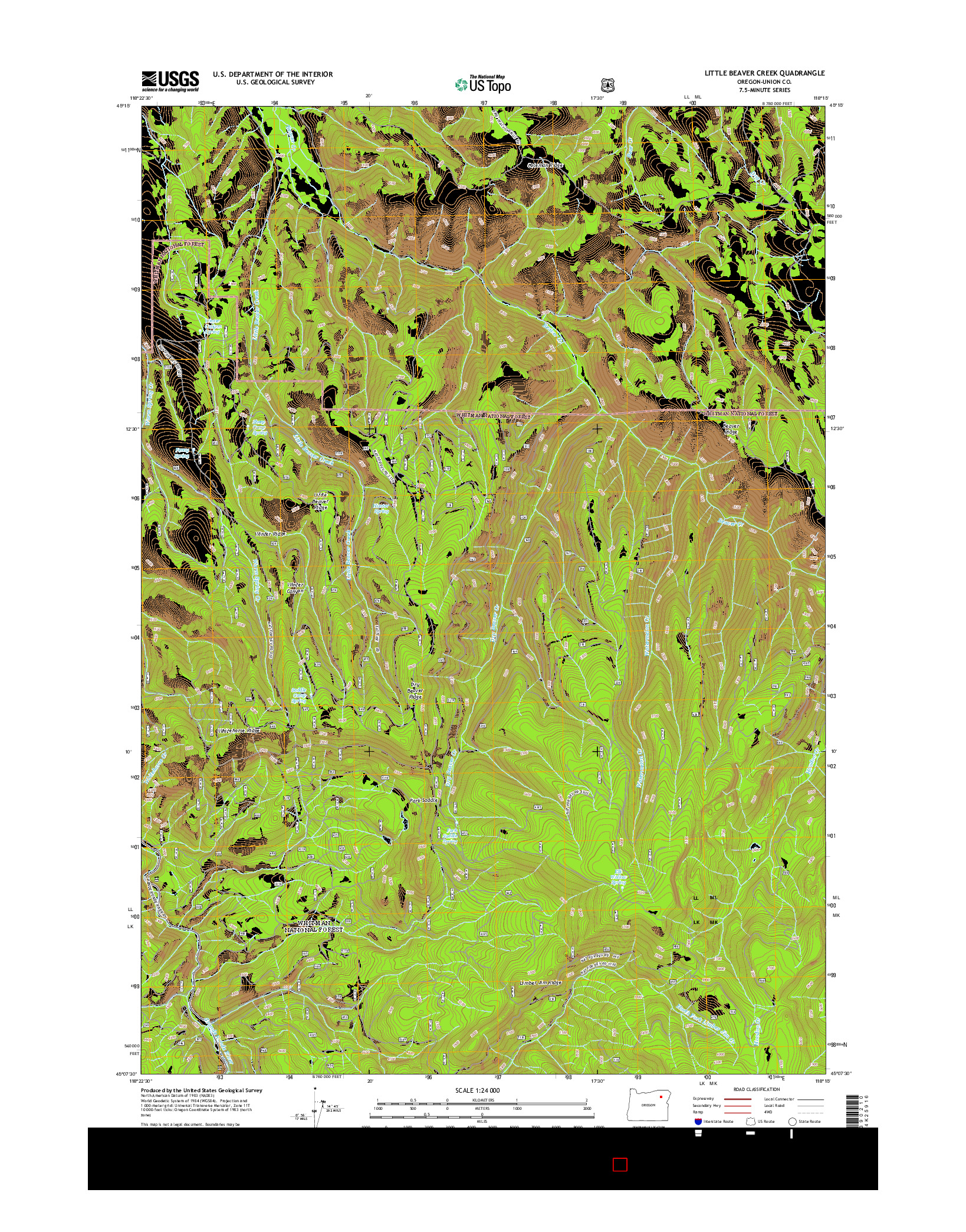 USGS US TOPO 7.5-MINUTE MAP FOR LITTLE BEAVER CREEK, OR 2014