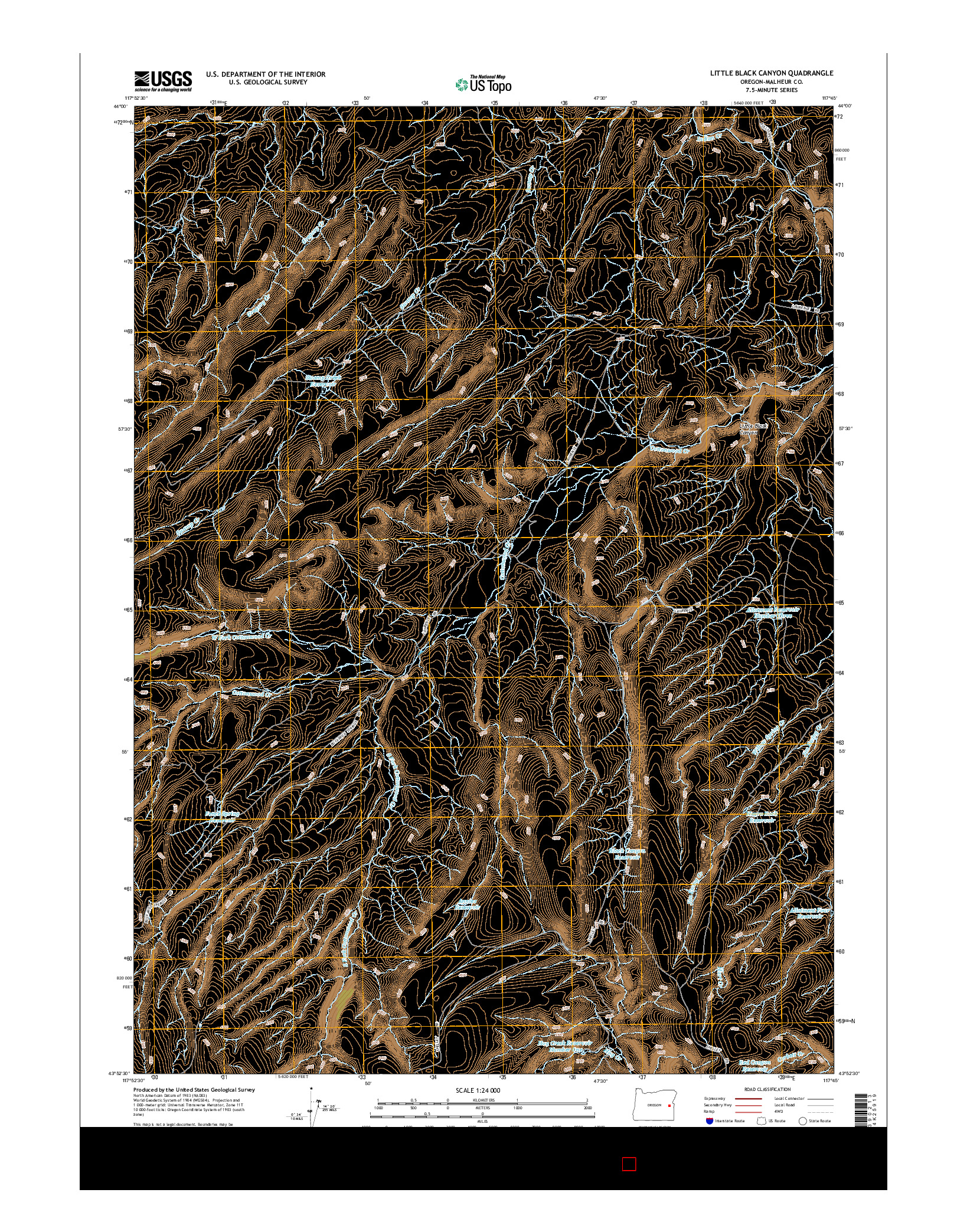 USGS US TOPO 7.5-MINUTE MAP FOR LITTLE BLACK CANYON, OR 2014