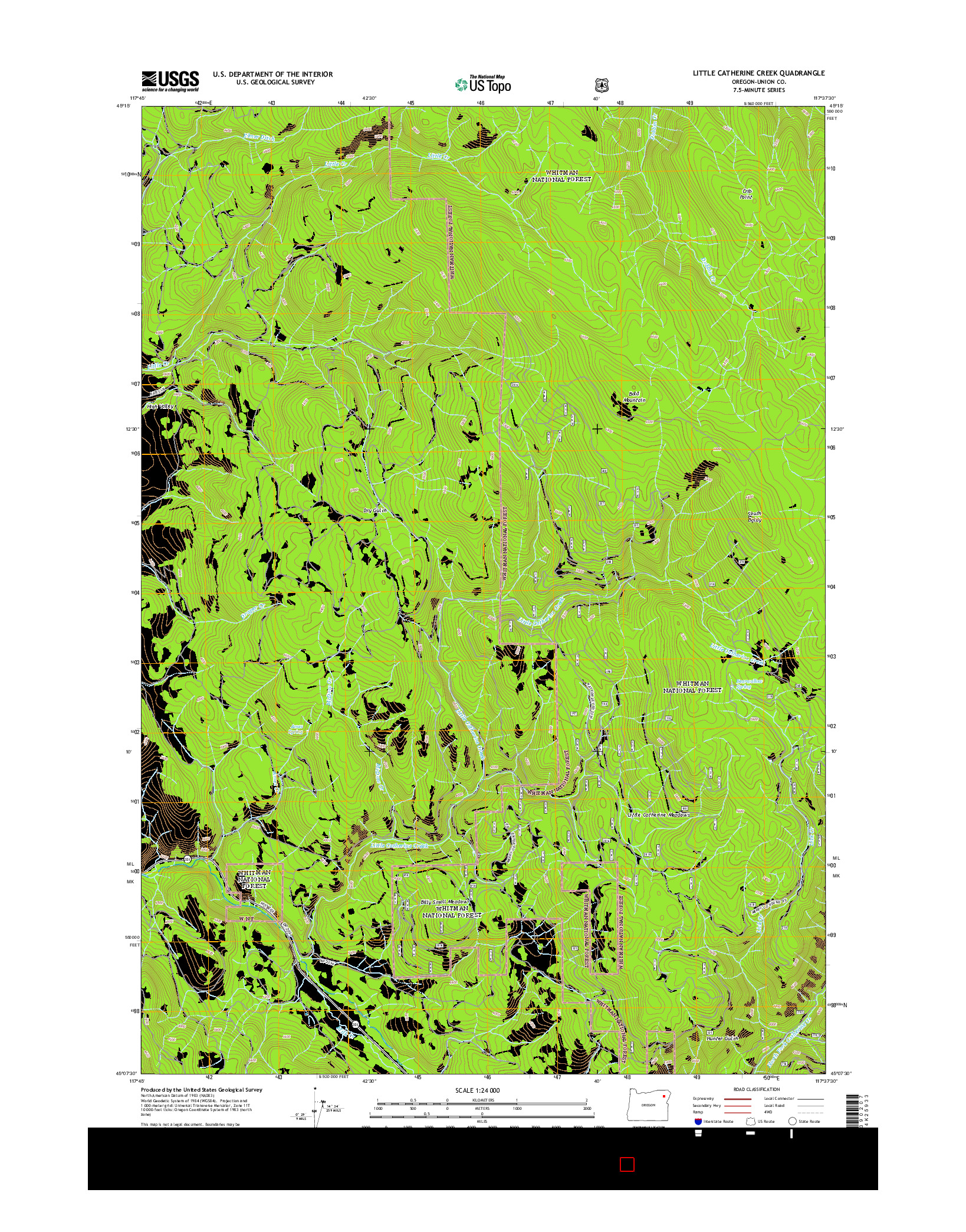 USGS US TOPO 7.5-MINUTE MAP FOR LITTLE CATHERINE CREEK, OR 2014